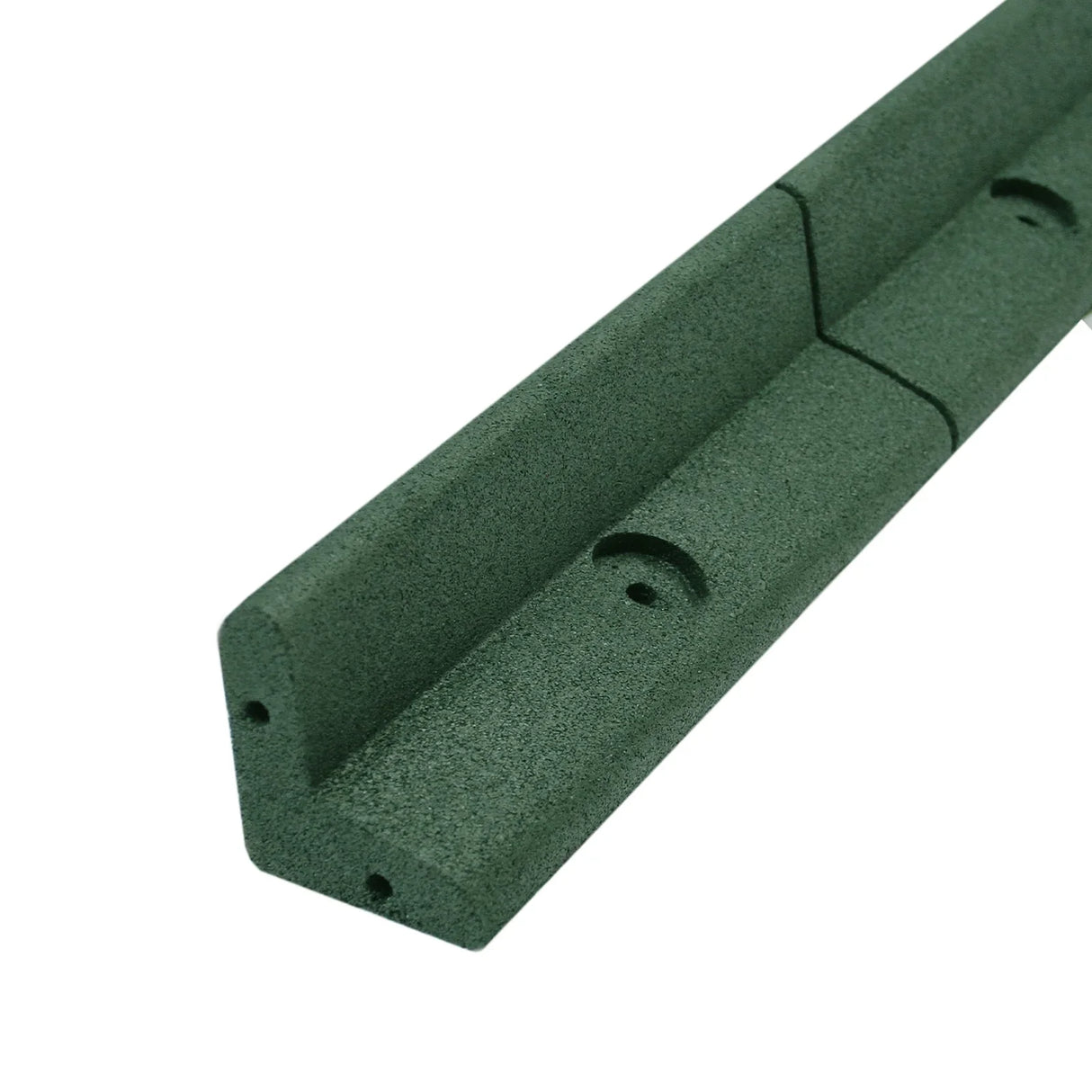 Flexible lawn edging in green, 1.2m long, featuring a textured surface and angled design for easy installation in gardens
