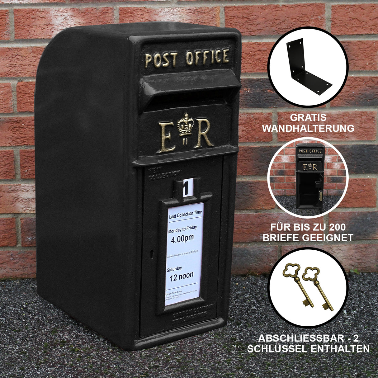 Black Royal Mail Post Box