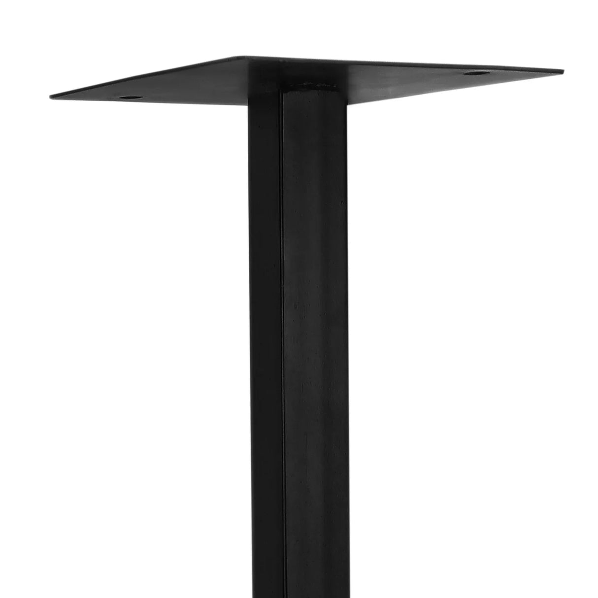Sleek black metal stand for a green Irish post box, featuring a sturdy square base and a tall, rectangular support column
