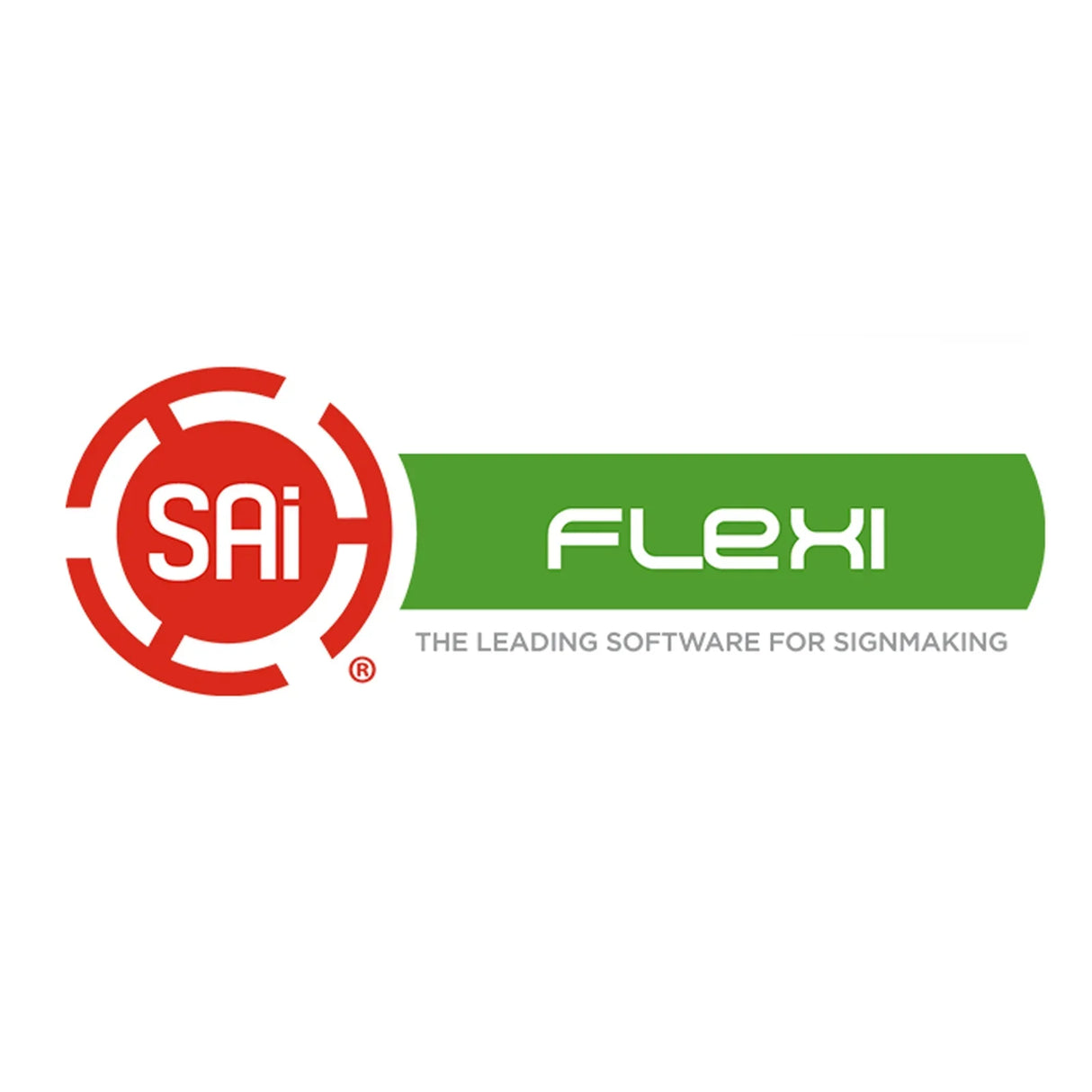 SAi Flexi logo featuring bold red and green colors, representing leading software for signmaking and vinyl cutting solutions