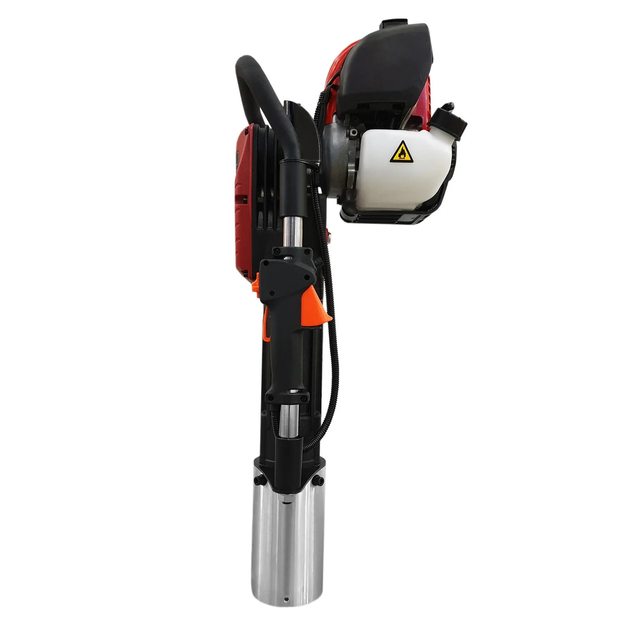 T-Mech 4 Stroke Post Driver features a robust black and red design, with a durable aluminum shaft and ergonomic handle for easy use