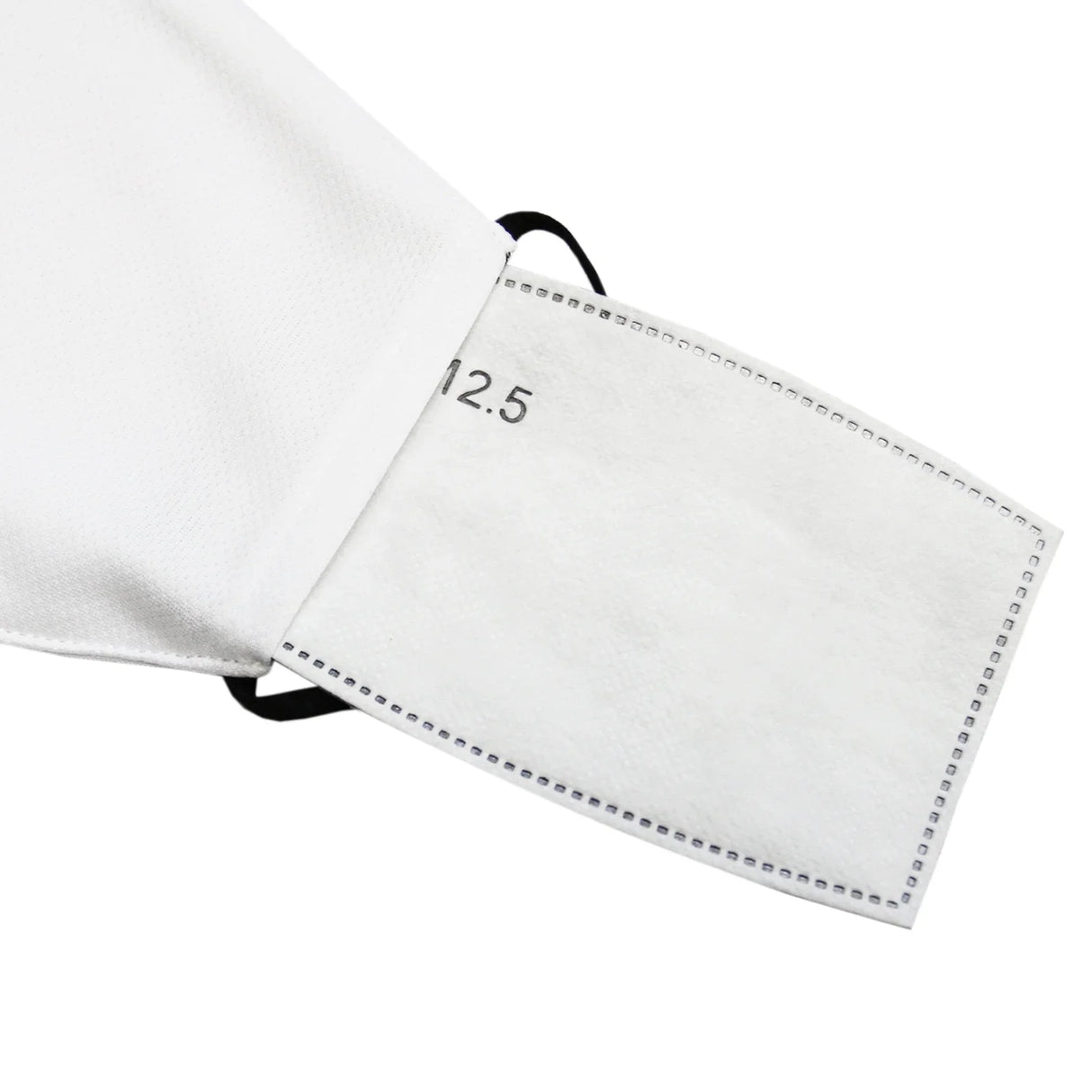 White face mask with adjustable ear loops, featuring a soft inner lining and a filter pocket for added protection