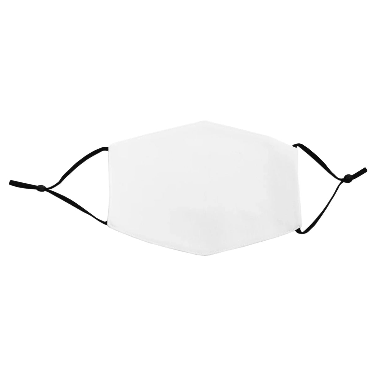 Large white sublimation blank face mask with adjustable black ear straps, ideal for custom designs and personal use, 10 pack