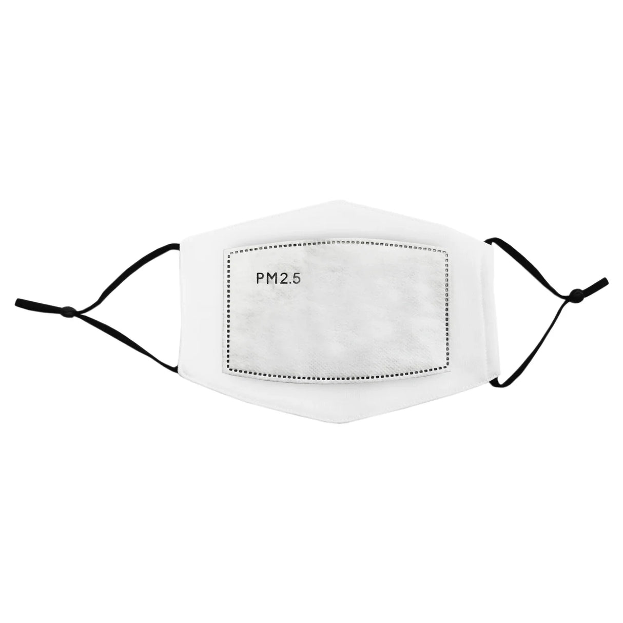 Large white face mask with a PM2.5 filter pocket, featuring adjustable ear straps for a secure fit, ideal for custom sublimation printing