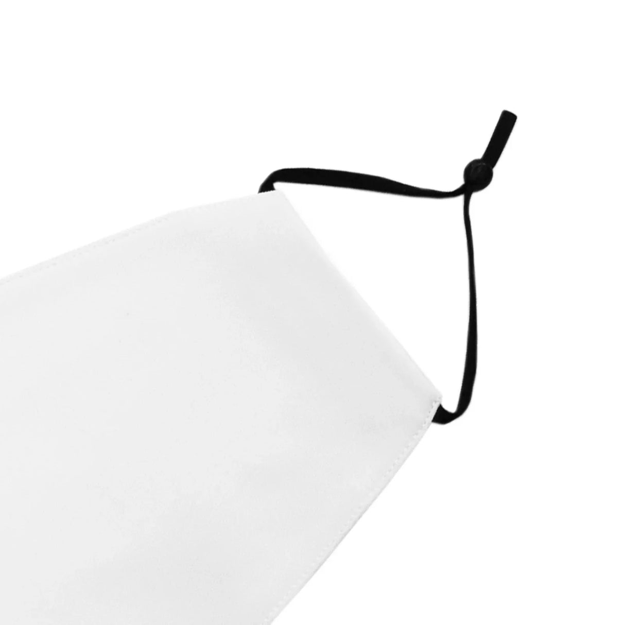 Small face masks sublimation blanks in white, featuring adjustable black ear straps, ideal for custom designs and printing