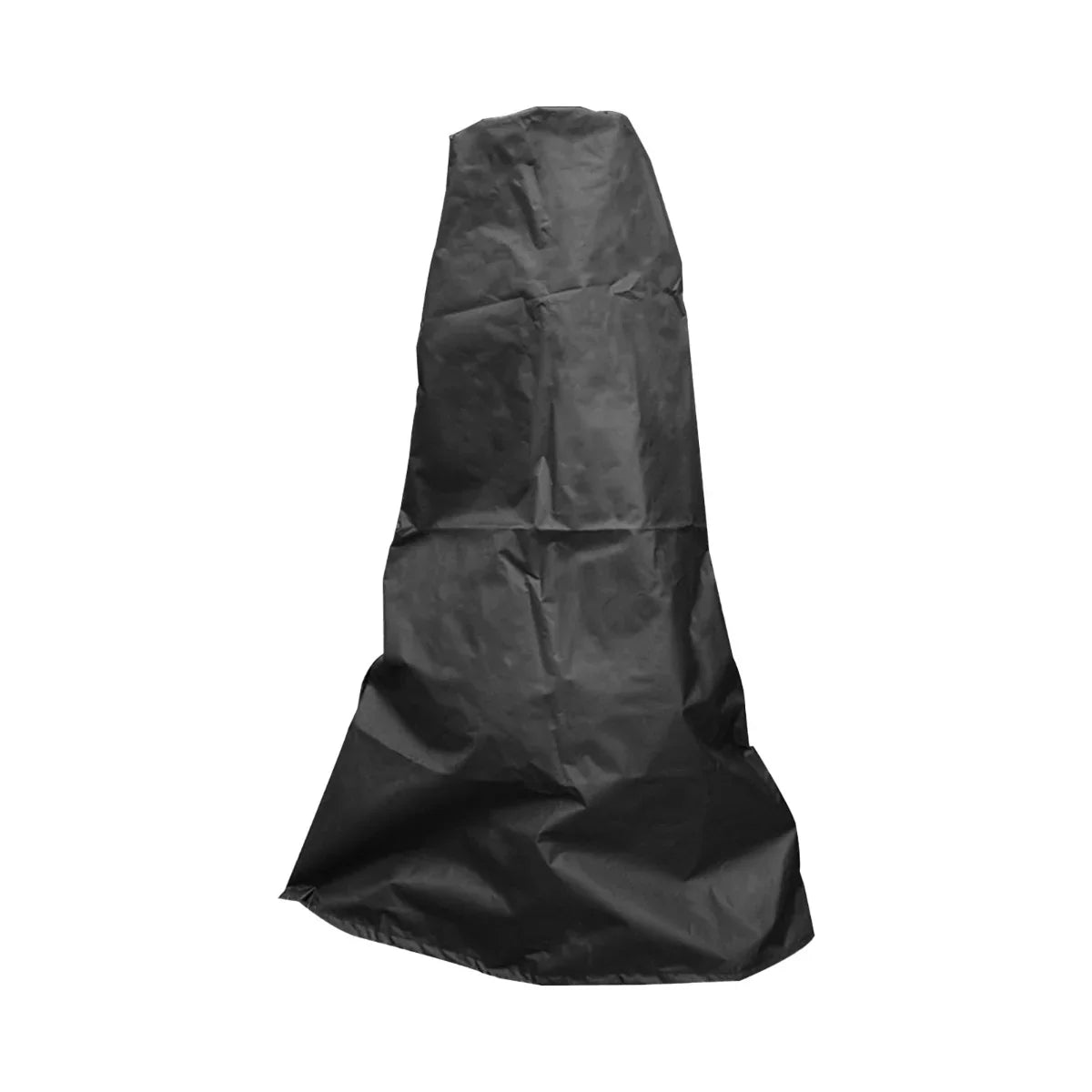 Durable black cover for cast iron chiminea, designed to protect against weather elements, featuring a fitted shape for secure coverage