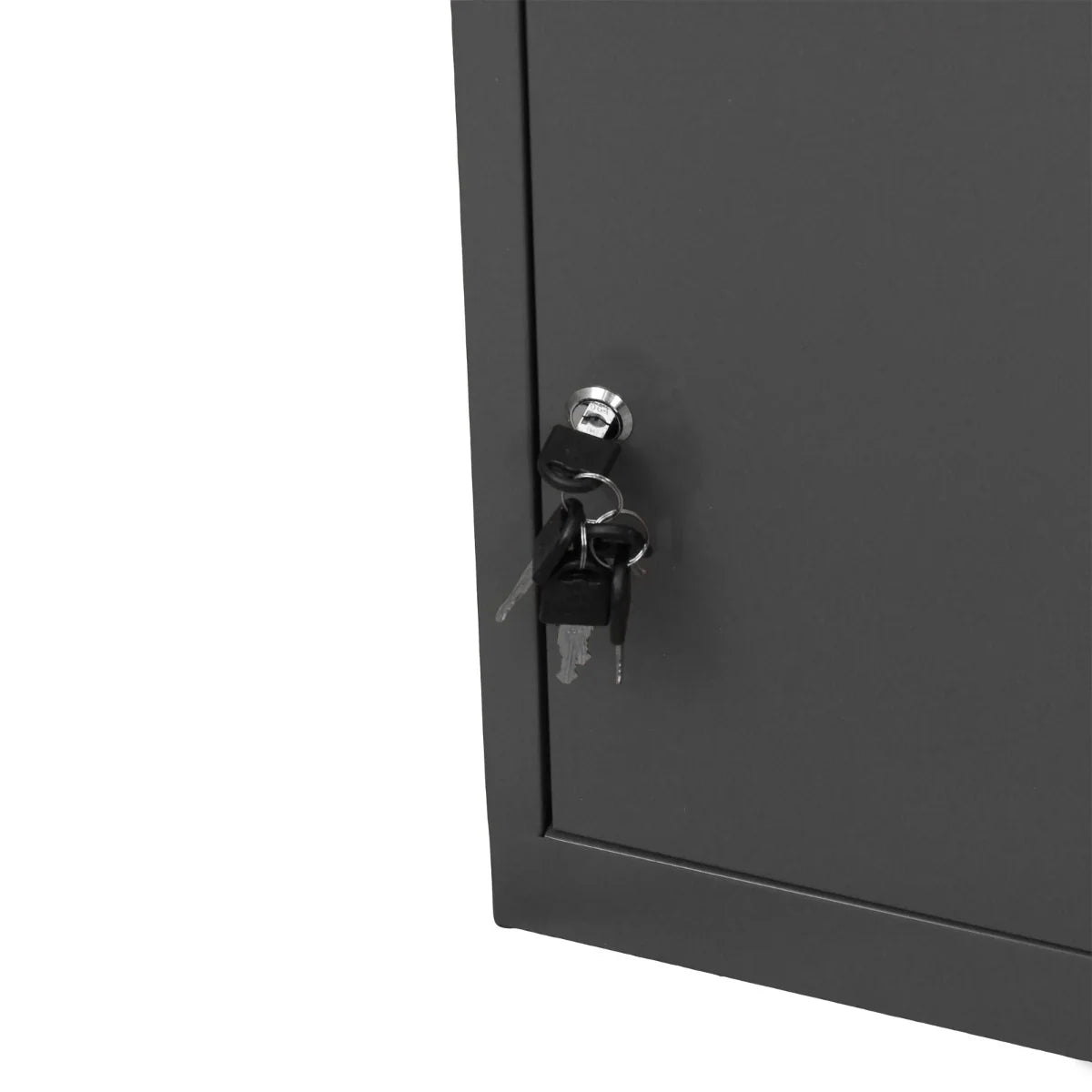 Grey parcel post box featuring a sturdy metal design, key lock for security, and a sleek matte finish for modern appeal