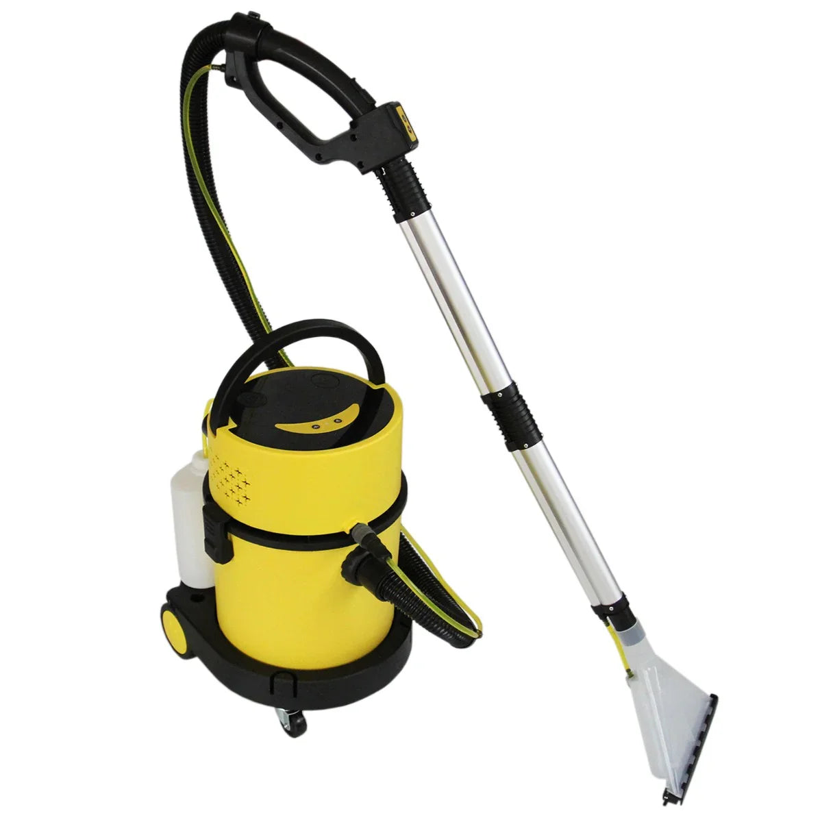 MAXBLAST Wet and Dry Vacuum Cleaner in bright yellow and black, featuring a large 20L capacity, hose, and nozzle for versatile cleaning