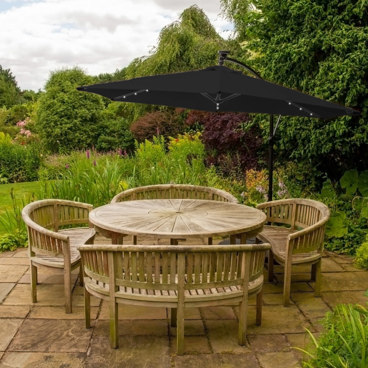 Black 3m LED Cantilever Parasol