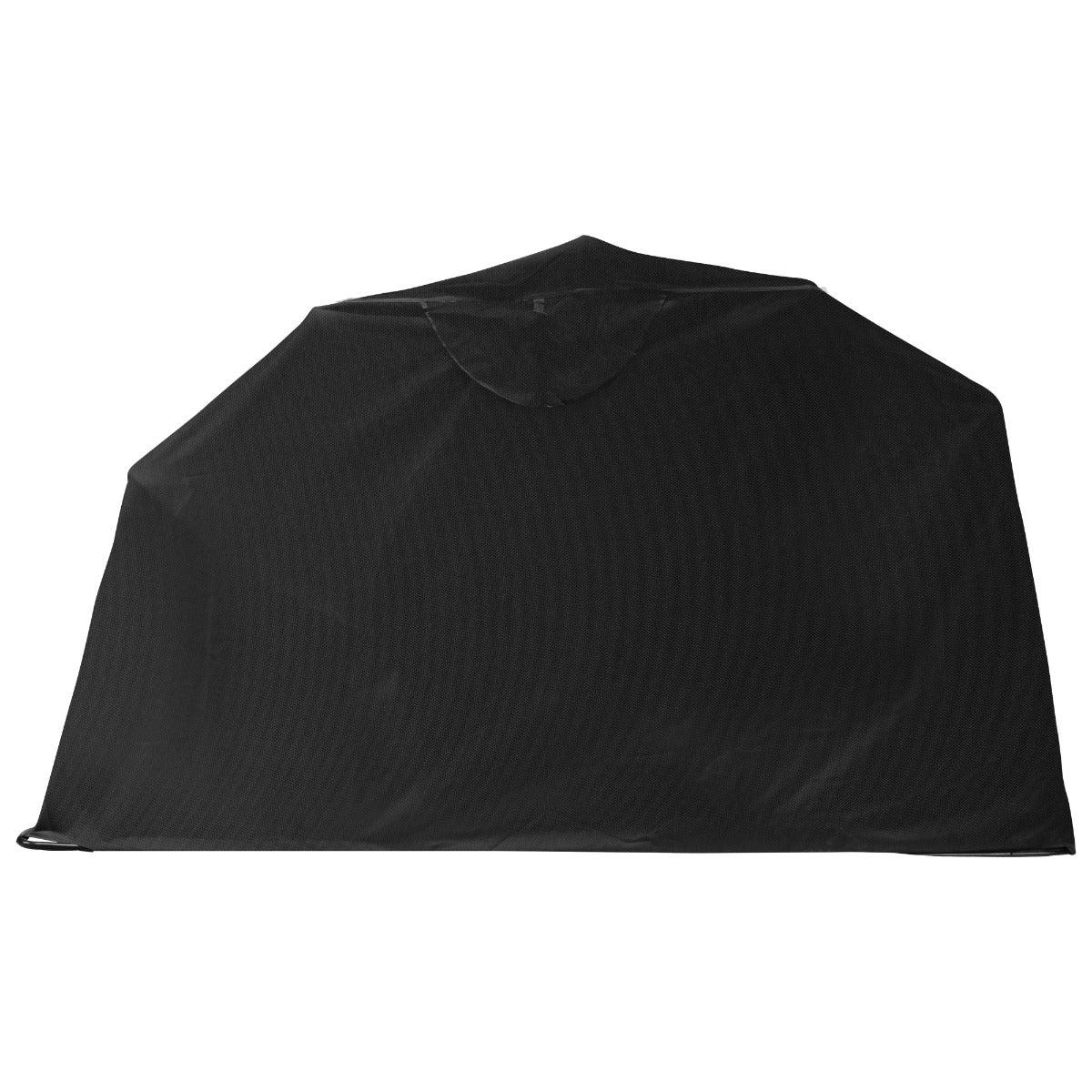 Durable black motorbike tent with a sleek design, featuring a waterproof exterior and ventilation opening for optimal airflow