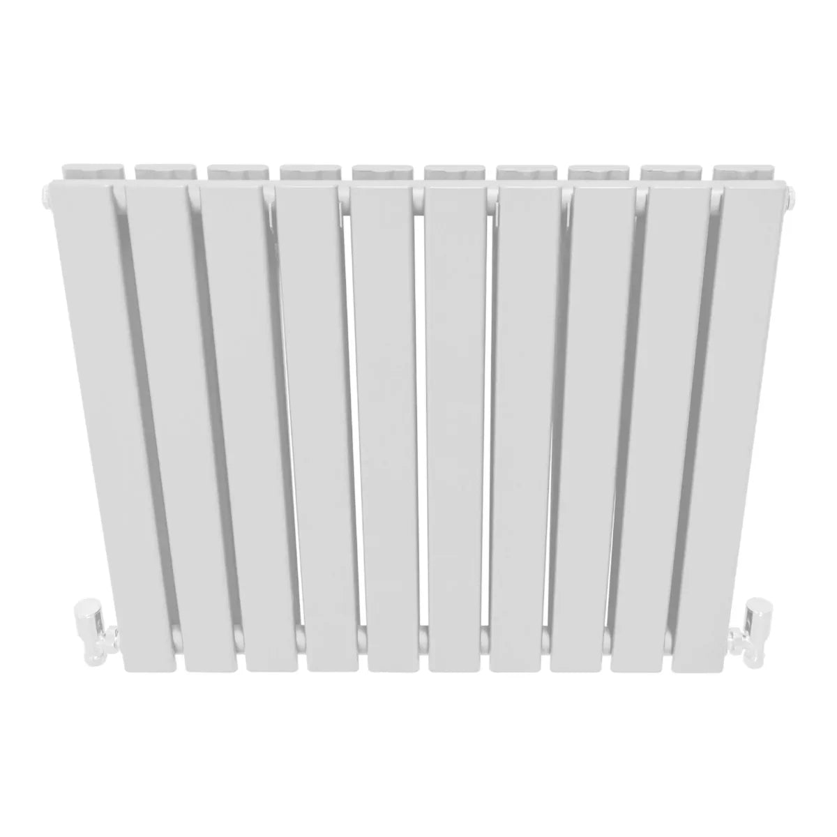 Gloss white designer flat panel radiator, 600mm x 700mm, featuring sleek vertical lines and a smooth, modern finish