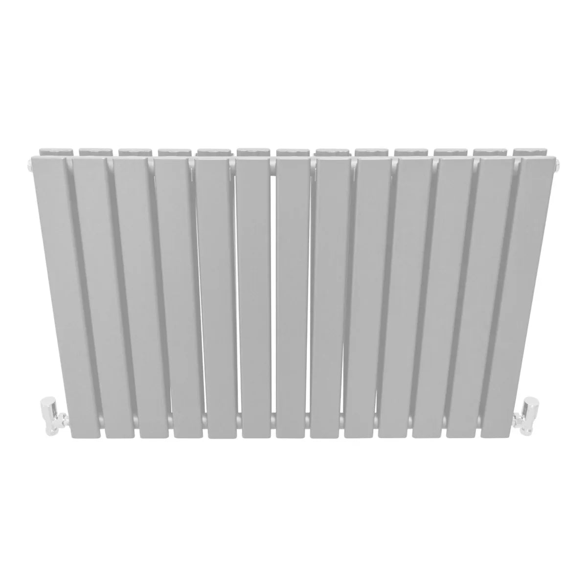 Gloss white designer flat panel radiator, 600mm x 910mm, featuring sleek vertical lines and a smooth, modern finish