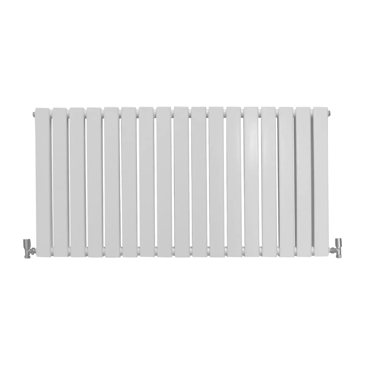 Gloss white designer flat panel radiator, 600mm x 1190mm, featuring sleek lines and a modern finish, ideal for contemporary spaces
