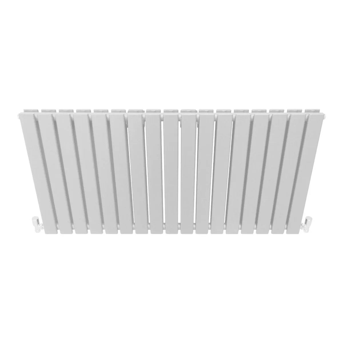Gloss white designer flat panel radiator, 600mm x 1190mm, featuring sleek, vertical lines and a modern, minimalist design