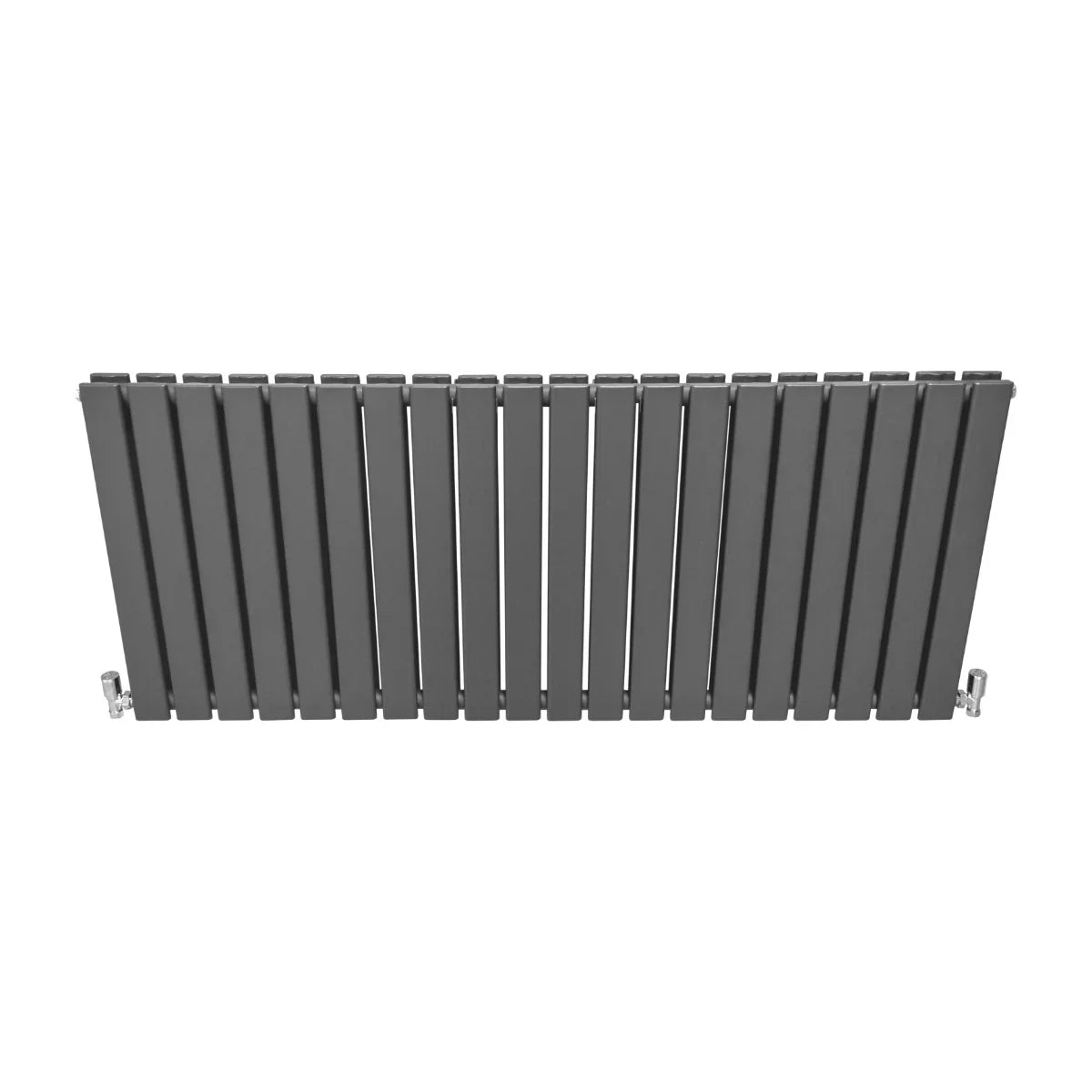 Designer flat panel radiator in anthracite grey, 600mm x 1400mm, featuring a sleek, modern design with vertical slats and a smooth finish