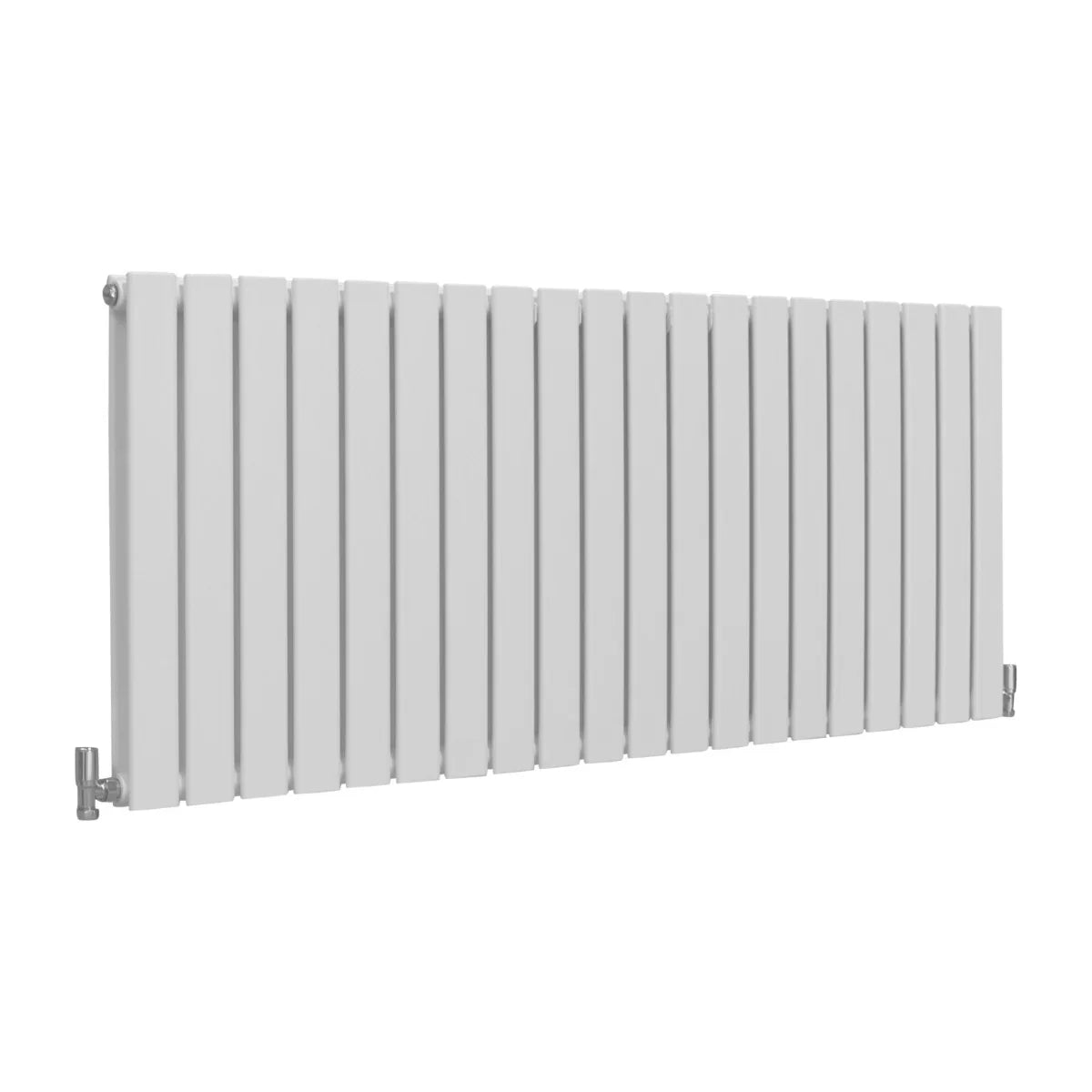 Gloss white designer flat panel radiator, 600mm x 1400mm, featuring sleek vertical lines and a modern, minimalist design