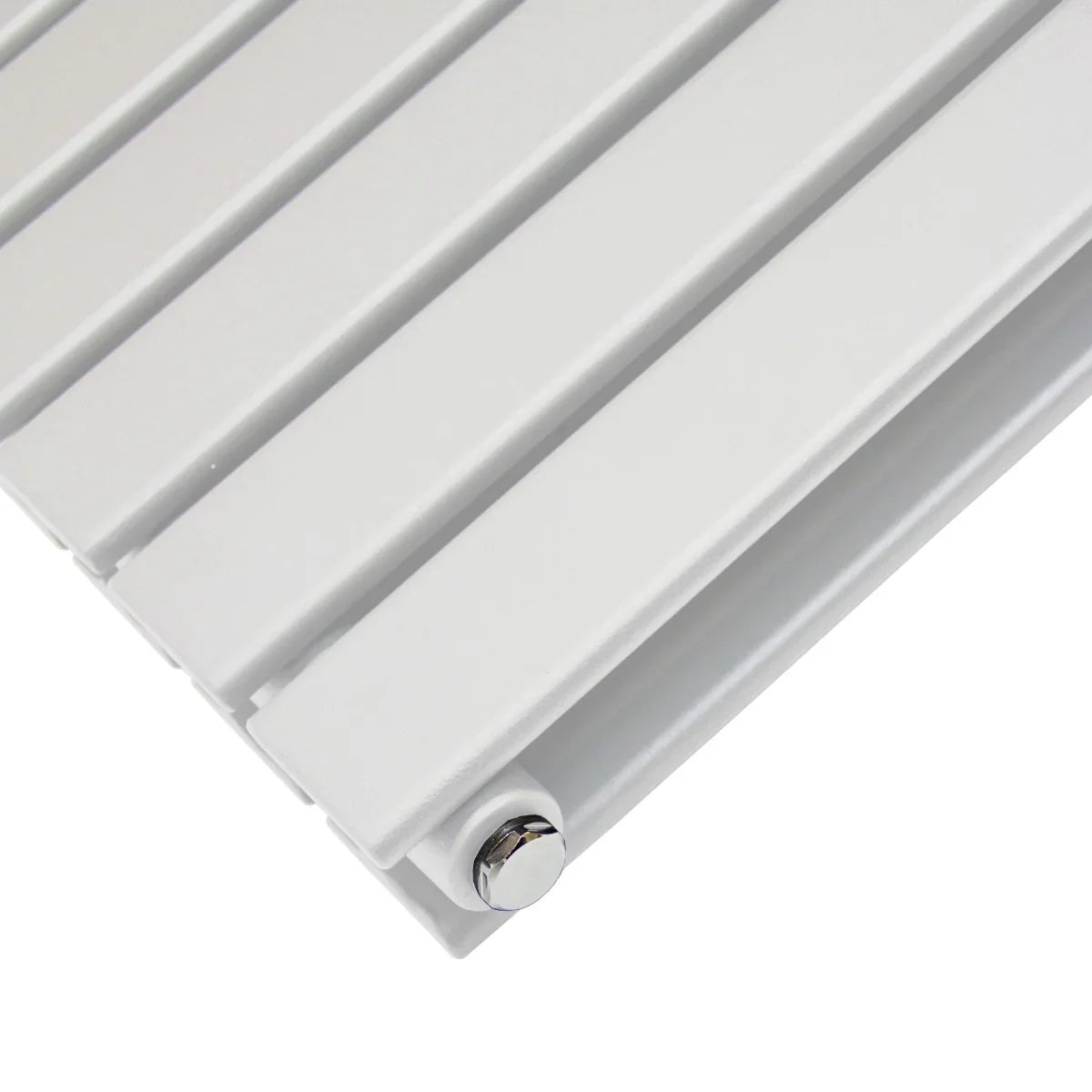 Gloss white designer flat panel radiator with sleek, smooth lines and a modern finish, measuring 600mm x 1400mm