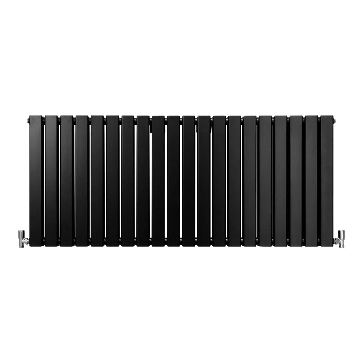 Sleek matt black designer flat panel radiator, 600mm x 1400mm, featuring vertical slats and modern minimalist design for stylish heating