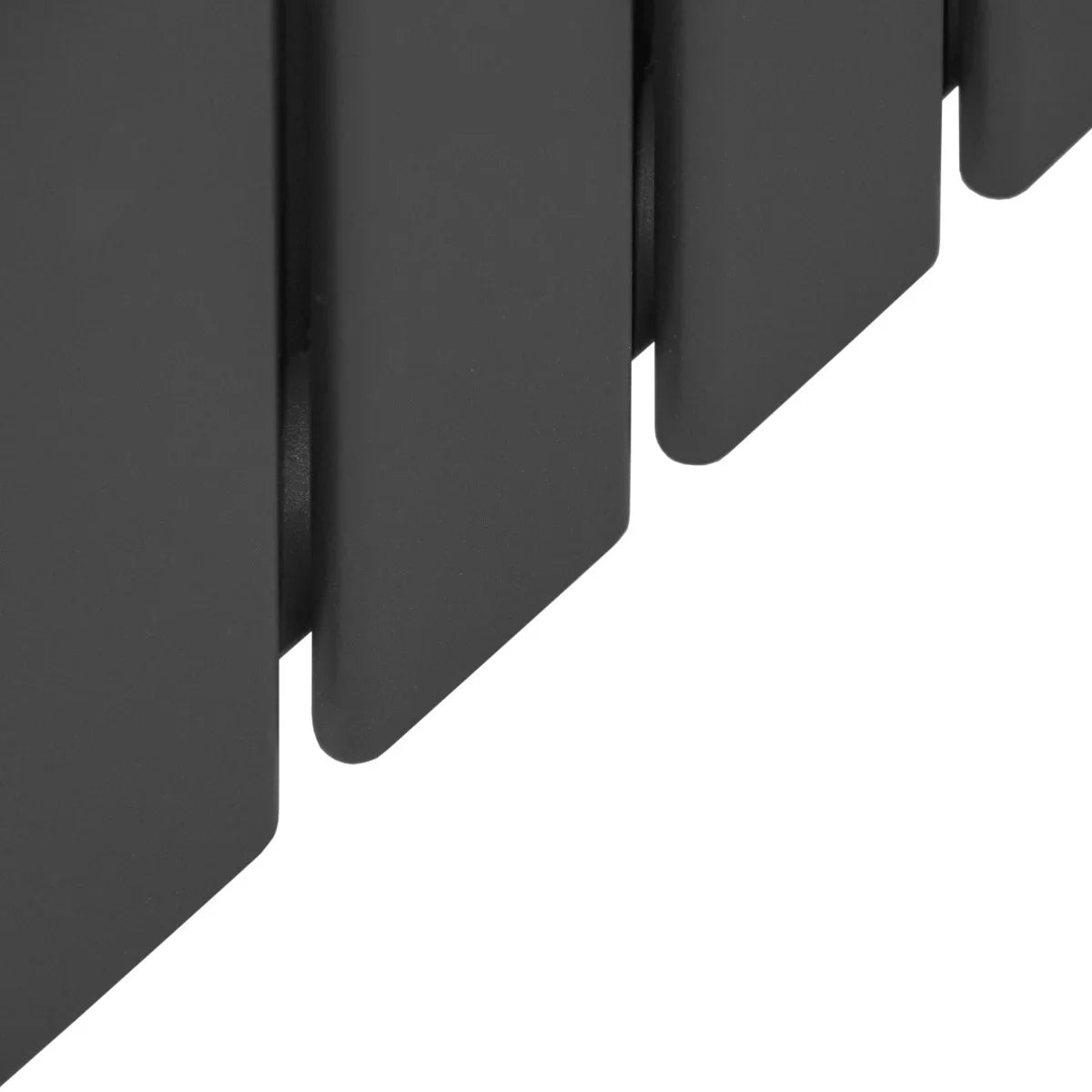Designer flat panel radiator in anthracite grey, featuring a sleek, modern design with smooth, rectangular panels and a matte finish