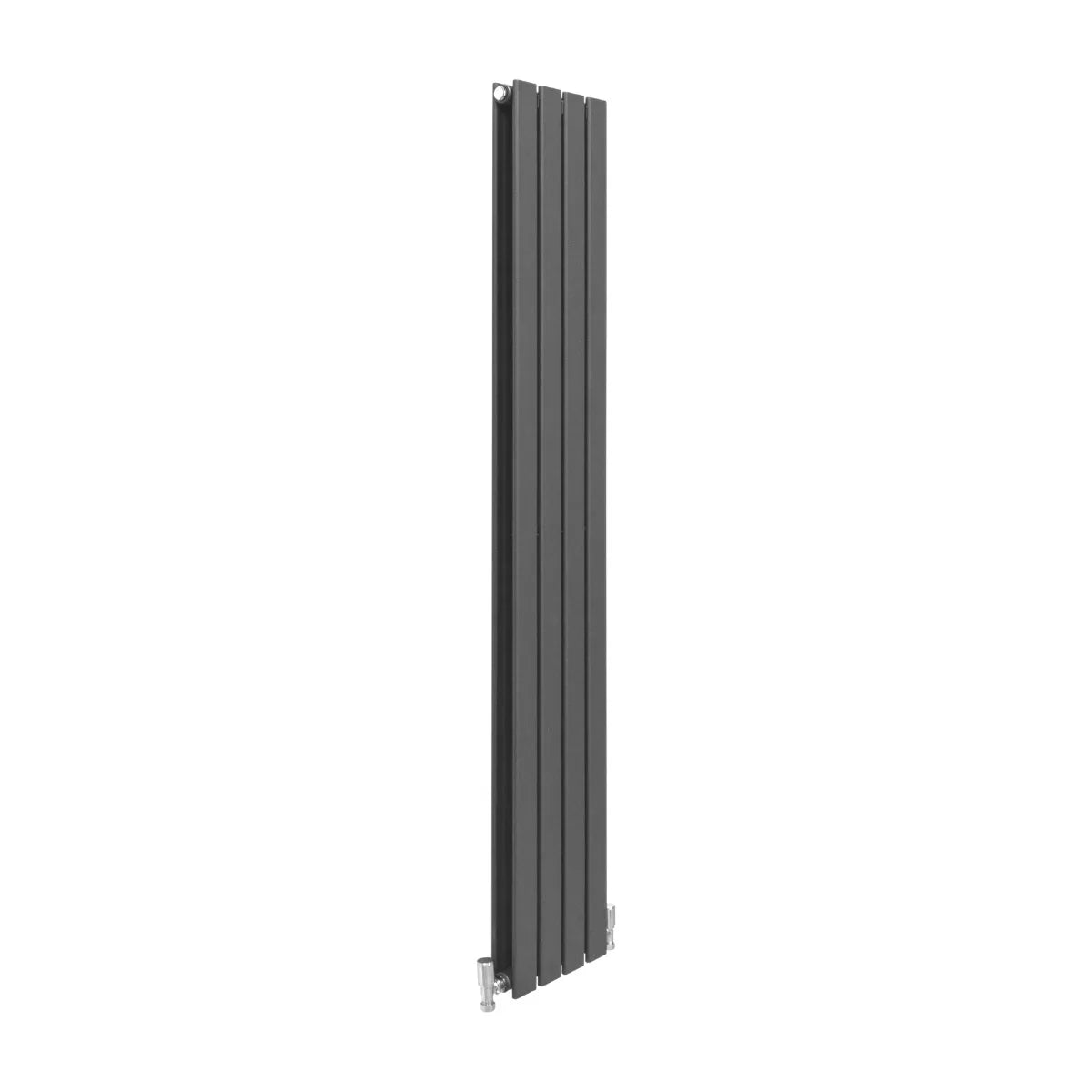 Sleek anthracite grey designer flat panel radiator, 1600mm x 280mm, featuring a modern vertical design with smooth, clean lines