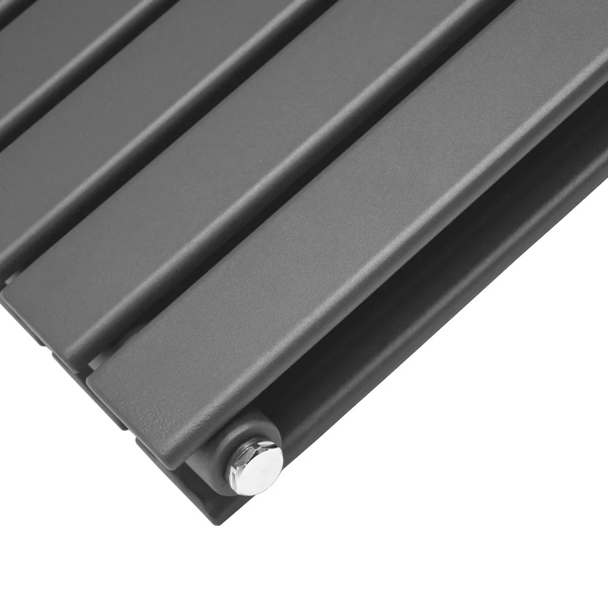 Anthracite grey designer flat panel radiator with sleek, modern lines and a smooth, matte finish, measuring 1600mm x 280mm