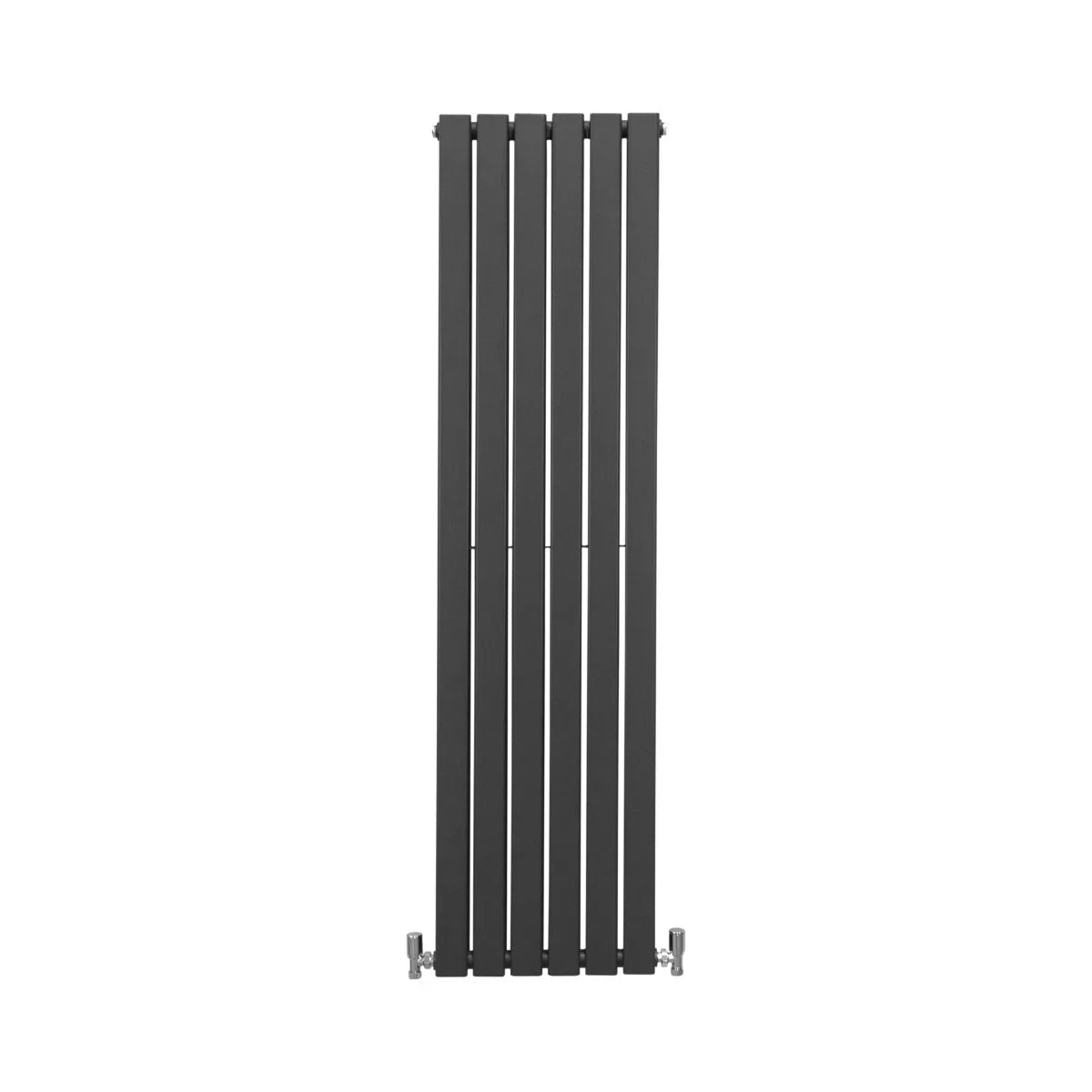 Designer flat panel radiator in anthracite grey, 1600mm x 420mm, featuring a sleek vertical design and smooth finish