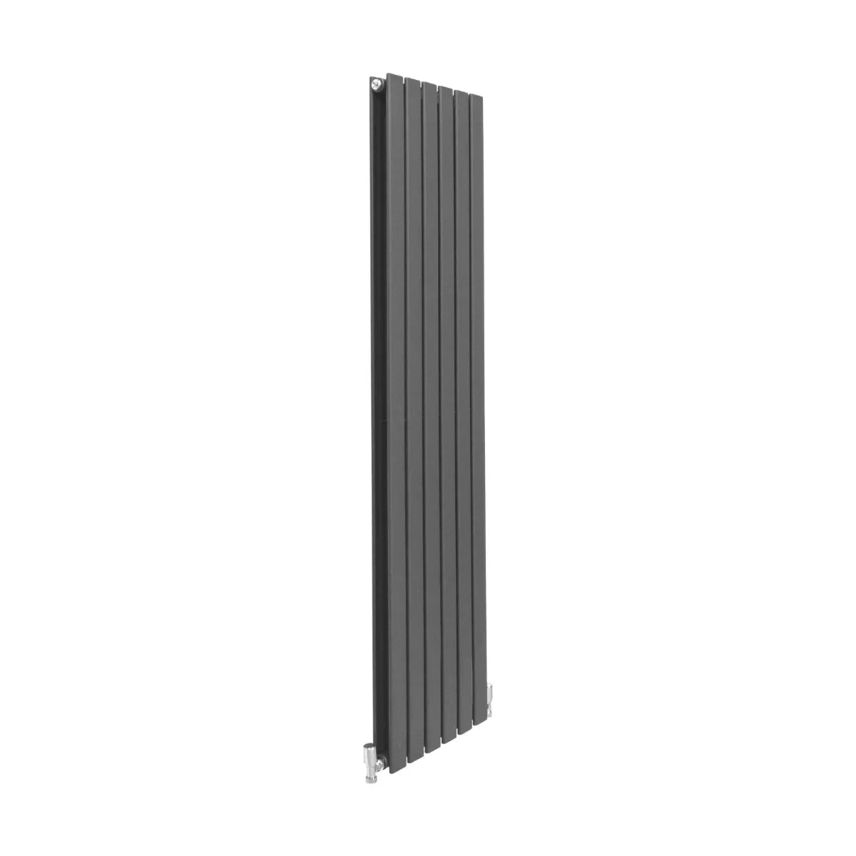 Designer flat panel radiator in anthracite grey, 1600mm x 420mm, featuring a sleek vertical design and smooth, modern finish