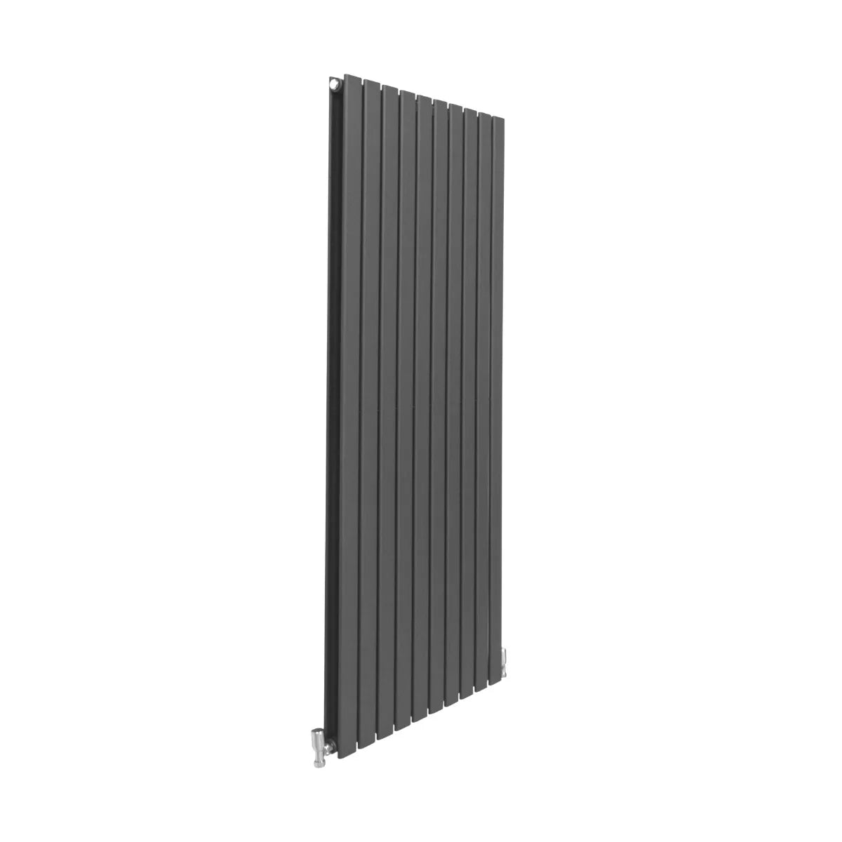 Designer flat panel radiator in anthracite grey, 1600mm x 700mm, featuring sleek vertical lines and a modern finish