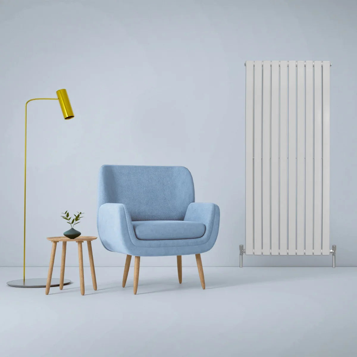 Gloss white designer flat panel radiator, 1600mm x 700mm, sleek vertical design, complements modern decor with a minimalist aesthetic