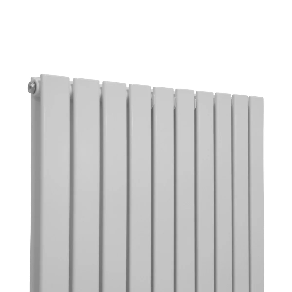 Gloss white designer flat panel radiator, 1600mm x 700mm, featuring sleek vertical lines and a smooth, modern finish