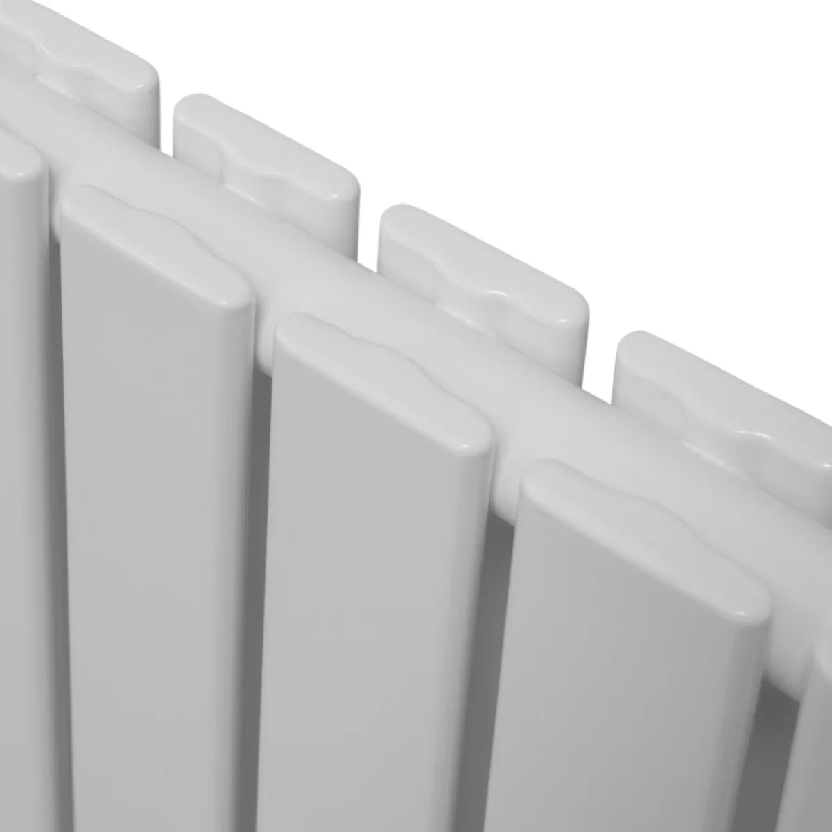 Gloss white designer flat panel radiator, 1800mm x 280mm, featuring sleek, smooth lines and a modern, minimalist design