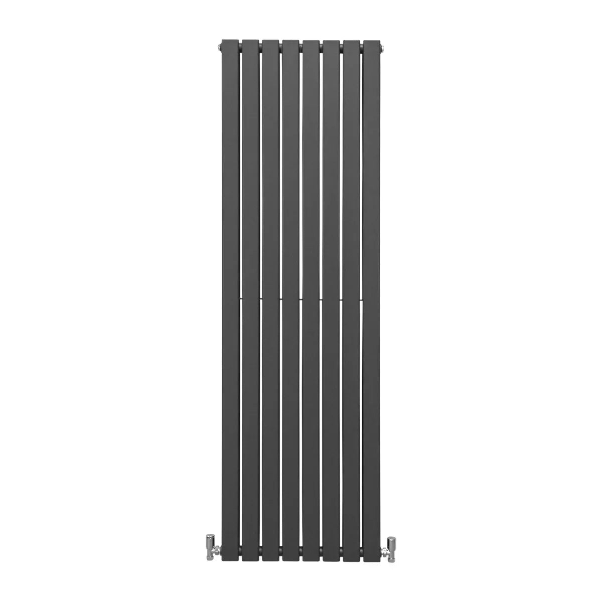 Sleek anthracite grey flat panel radiator, 1800mm x 560mm, featuring vertical slats and a modern design for stylish heating solutions