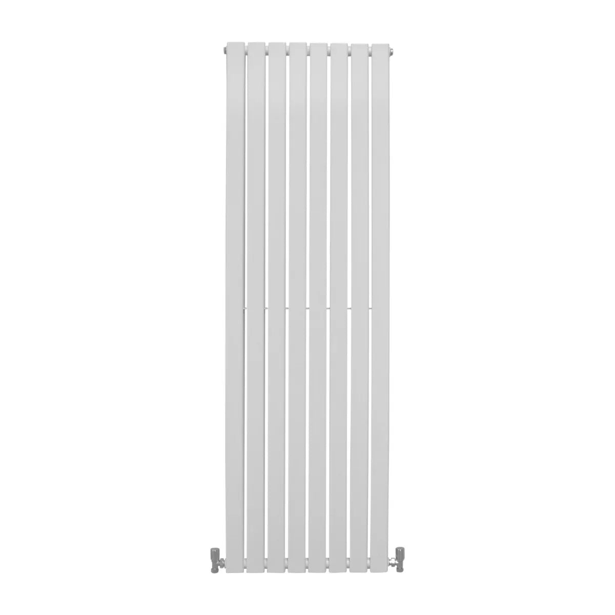 Gloss white designer flat panel radiator, 1800mm x 560mm, featuring a sleek vertical design with smooth, modern lines and a minimalist finish