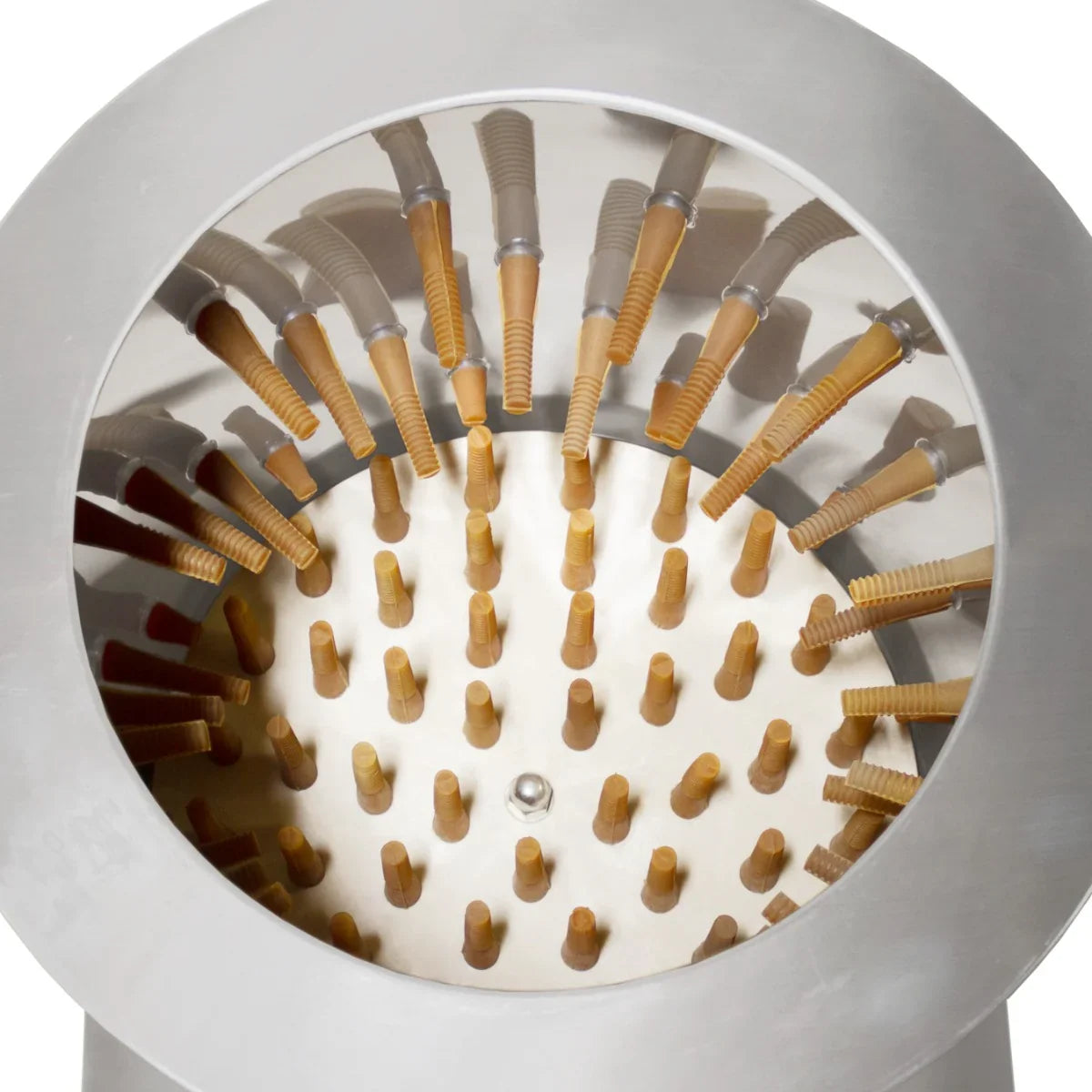 Stainless steel KuKoo Poultry Plucker Machine with 50cm diameter, featuring rubber fingers for efficient feather removal