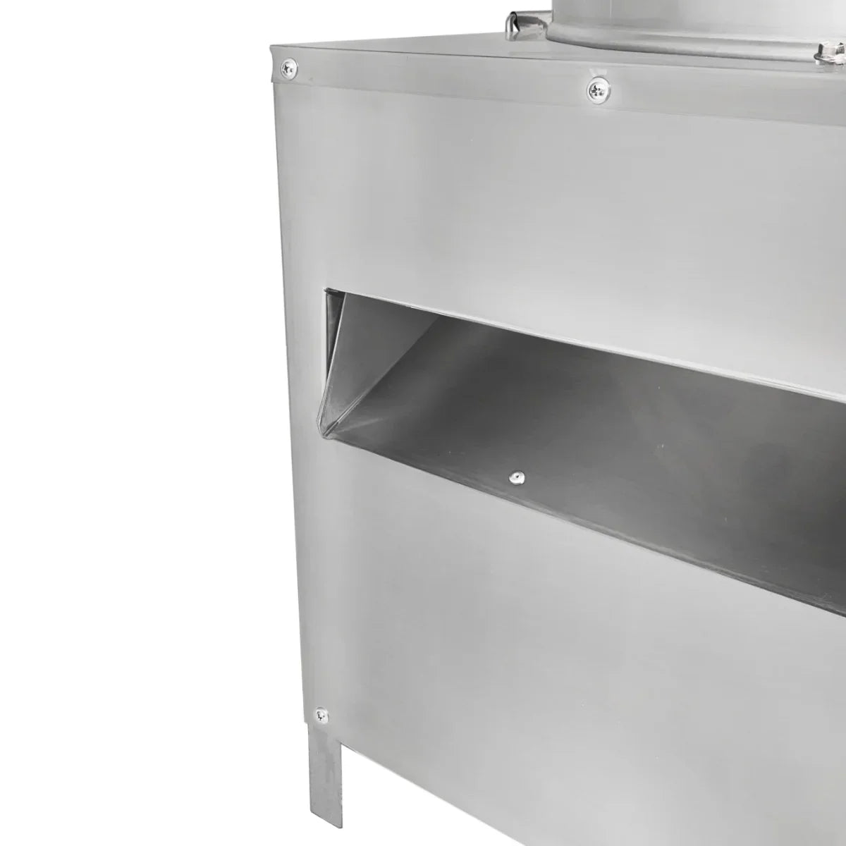 Stainless steel KuKoo Poultry Plucker Machine with a sleek design, featuring a large opening for easy poultry processing and cleaning