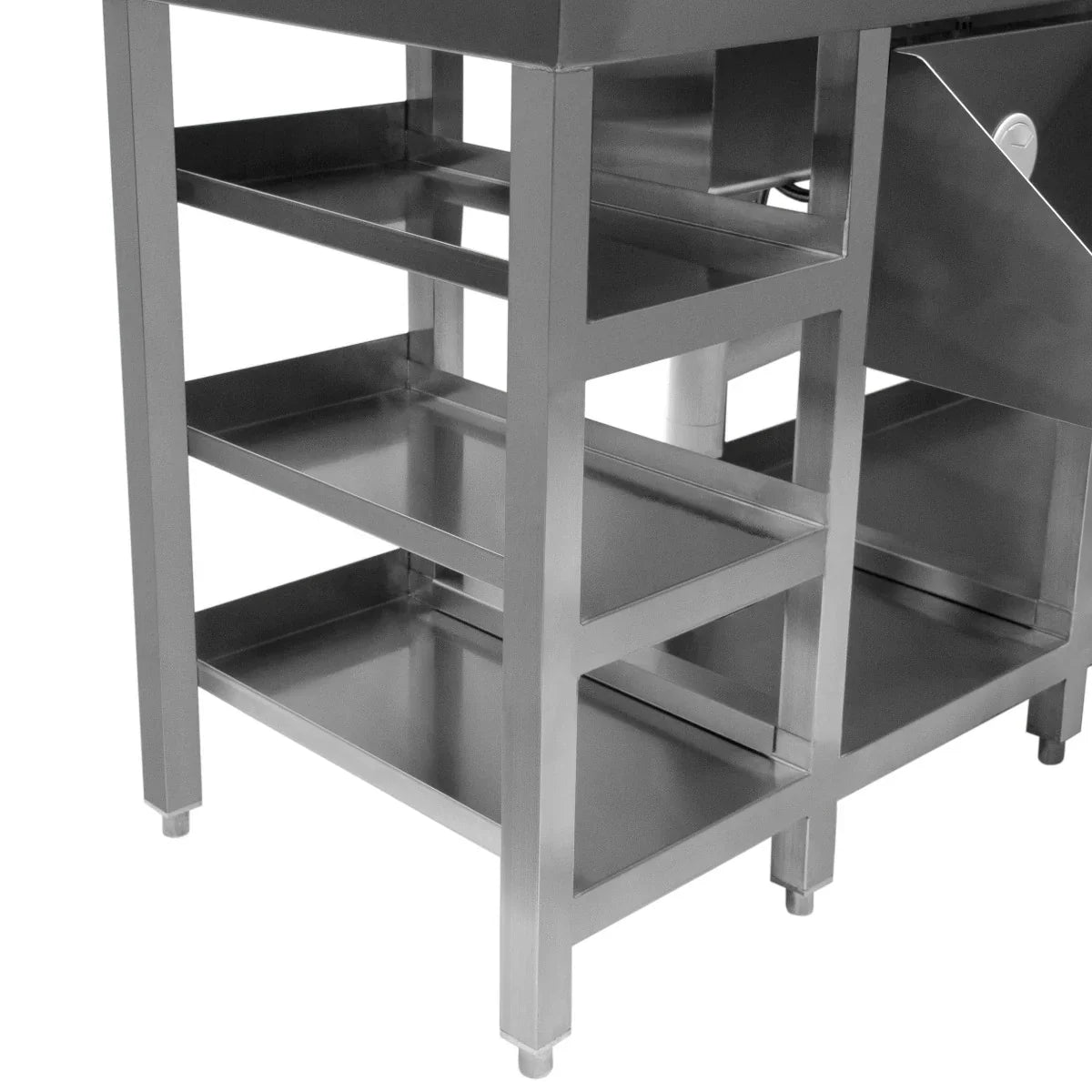 Deluxe Cocktail Bar Station with sleek stainless steel frame, featuring multiple open shelves for storage and easy access to bar tools