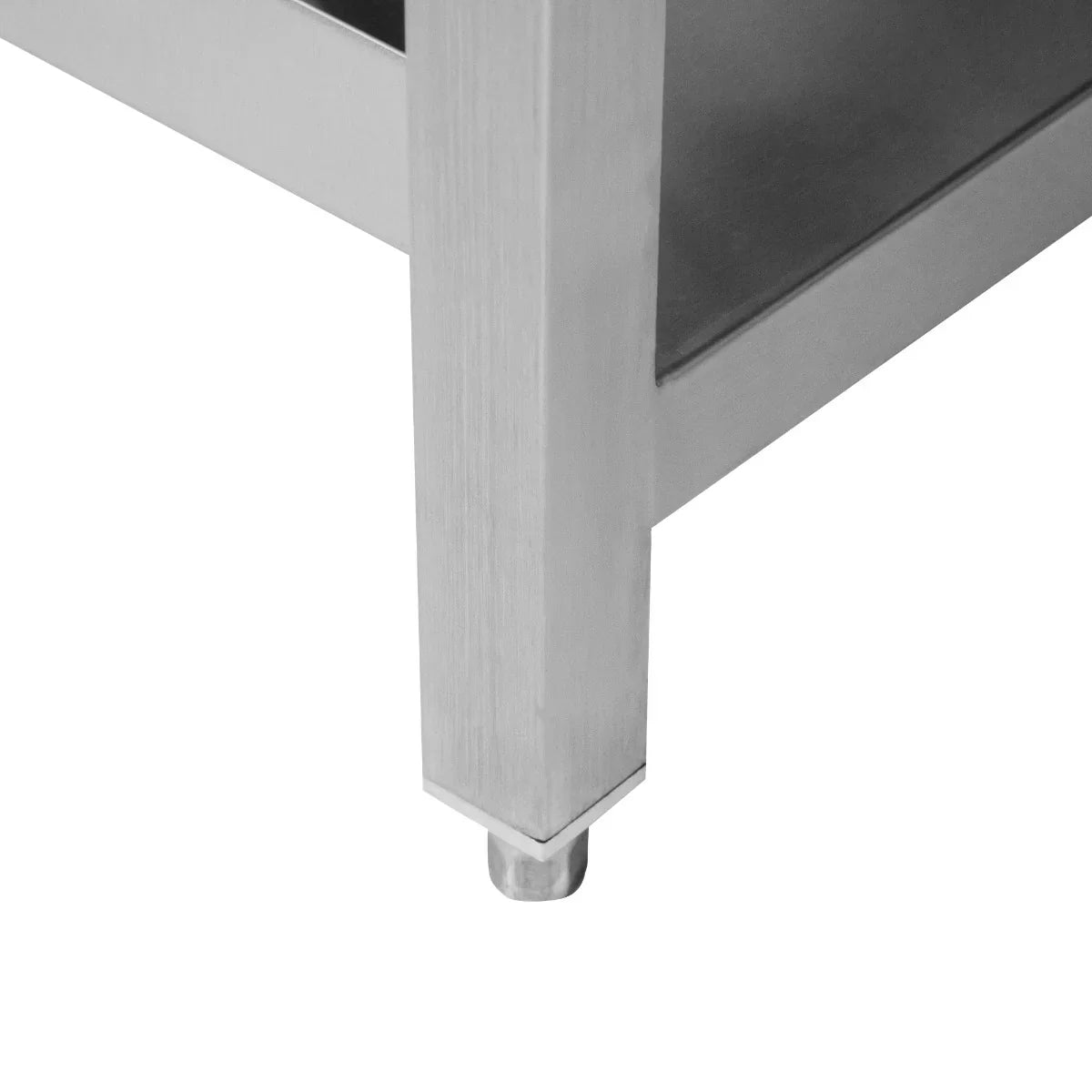 Sleek stainless steel cocktail bar station leg with a brushed finish, showcasing sturdy construction and modern design elements