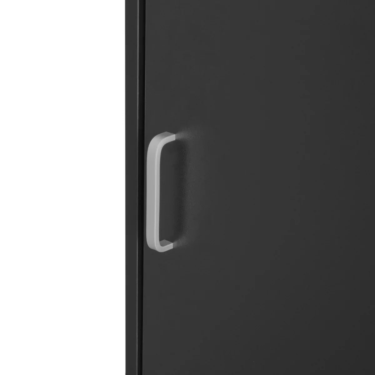 Sleek black wooden litter bin with a smooth finish and modern gray handle, designed for stylish pet waste management
