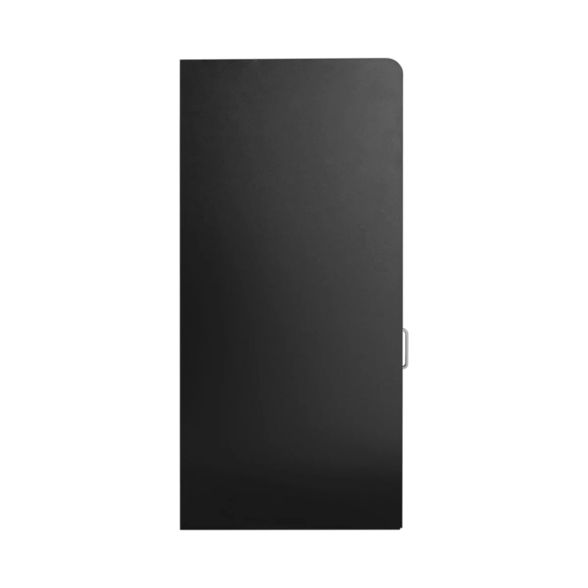 Sleek black wooden litter bin with a smooth finish, featuring a minimalist design and a convenient side handle for easy access