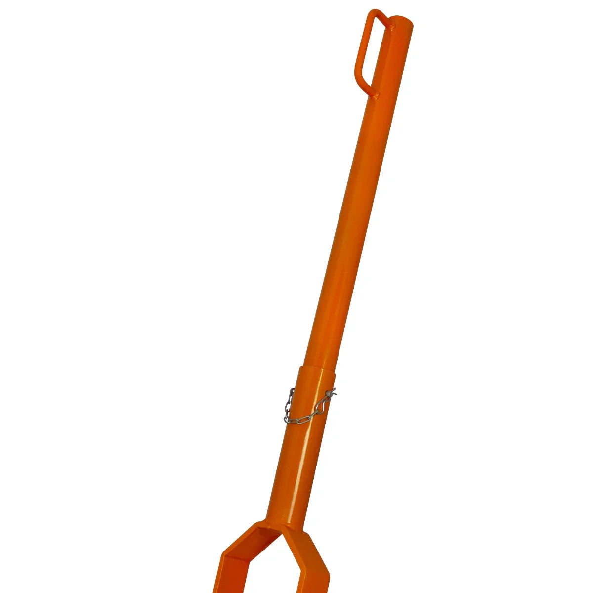 T-Mech 430mm block splitter with a bright orange metal handle, featuring a sturdy hexagonal blade and a safety chain for secure handling