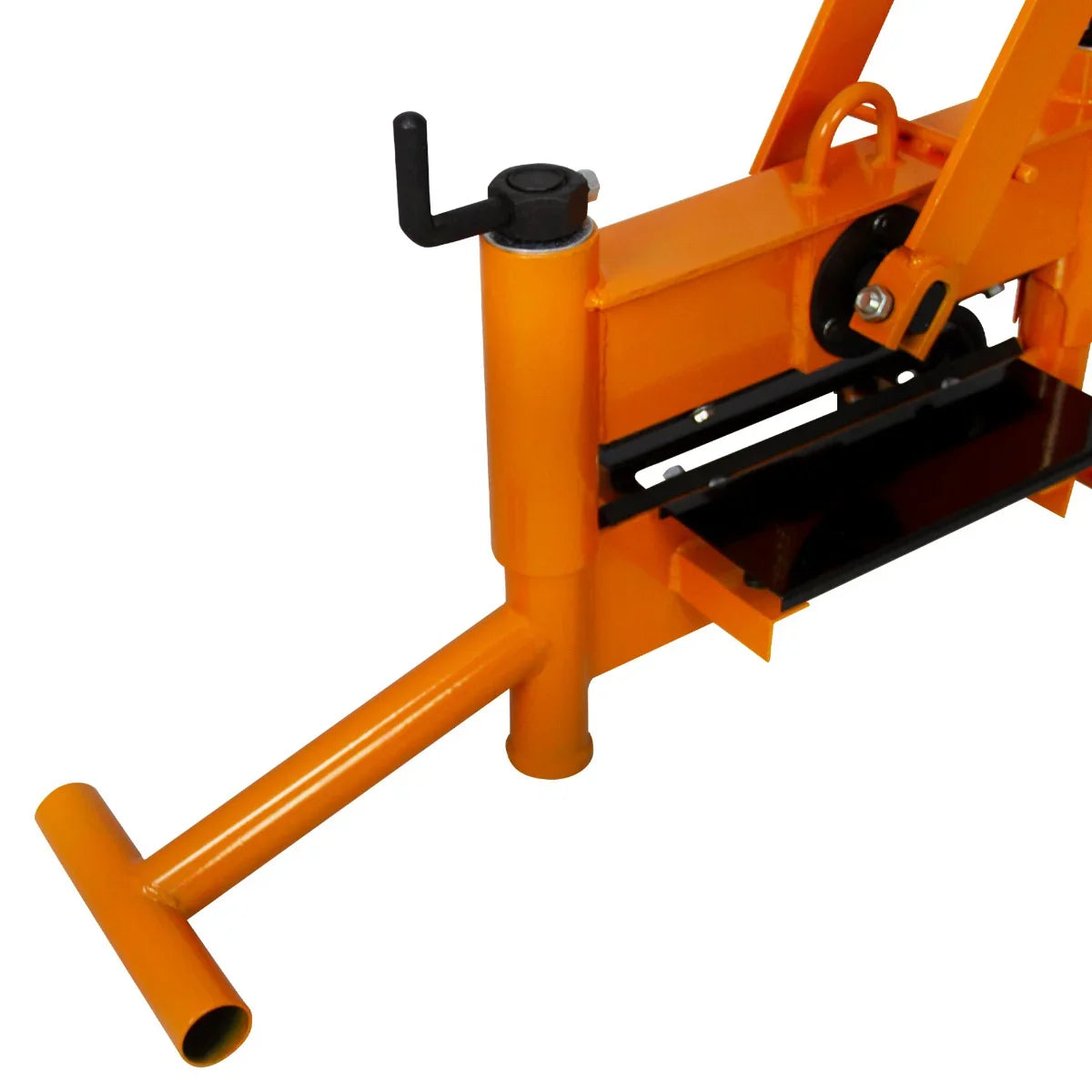 T-Mech 430mm Block Splitter features a sturdy orange frame, a black cutting platform, and a lever for easy operation and control