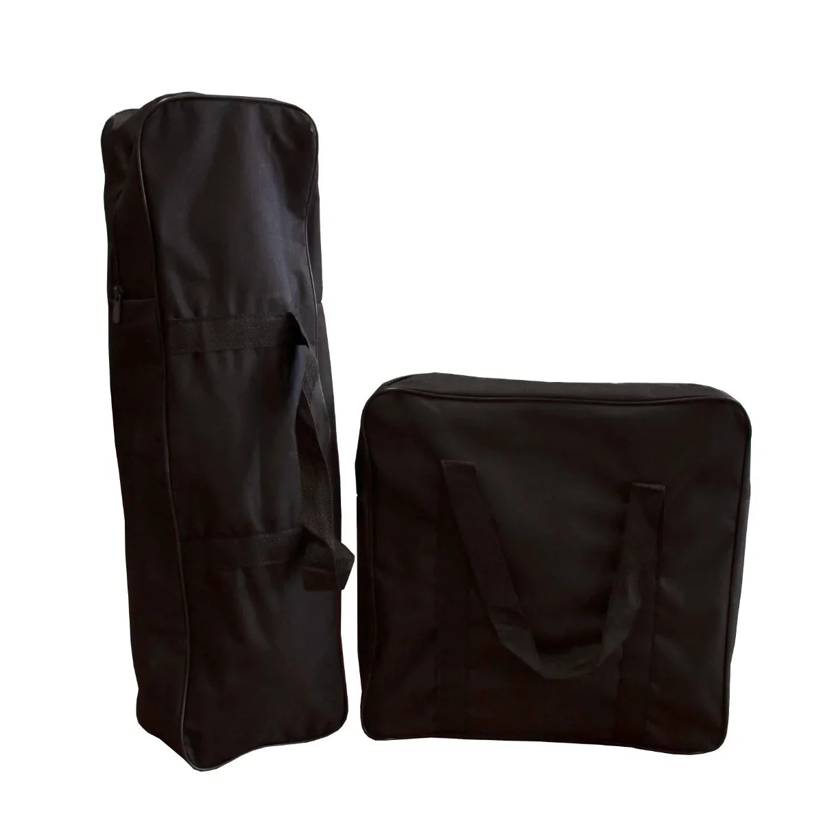 Black carrying bags for the 360 Photo Booth, featuring durable fabric, sturdy handles, and compact design for easy transport