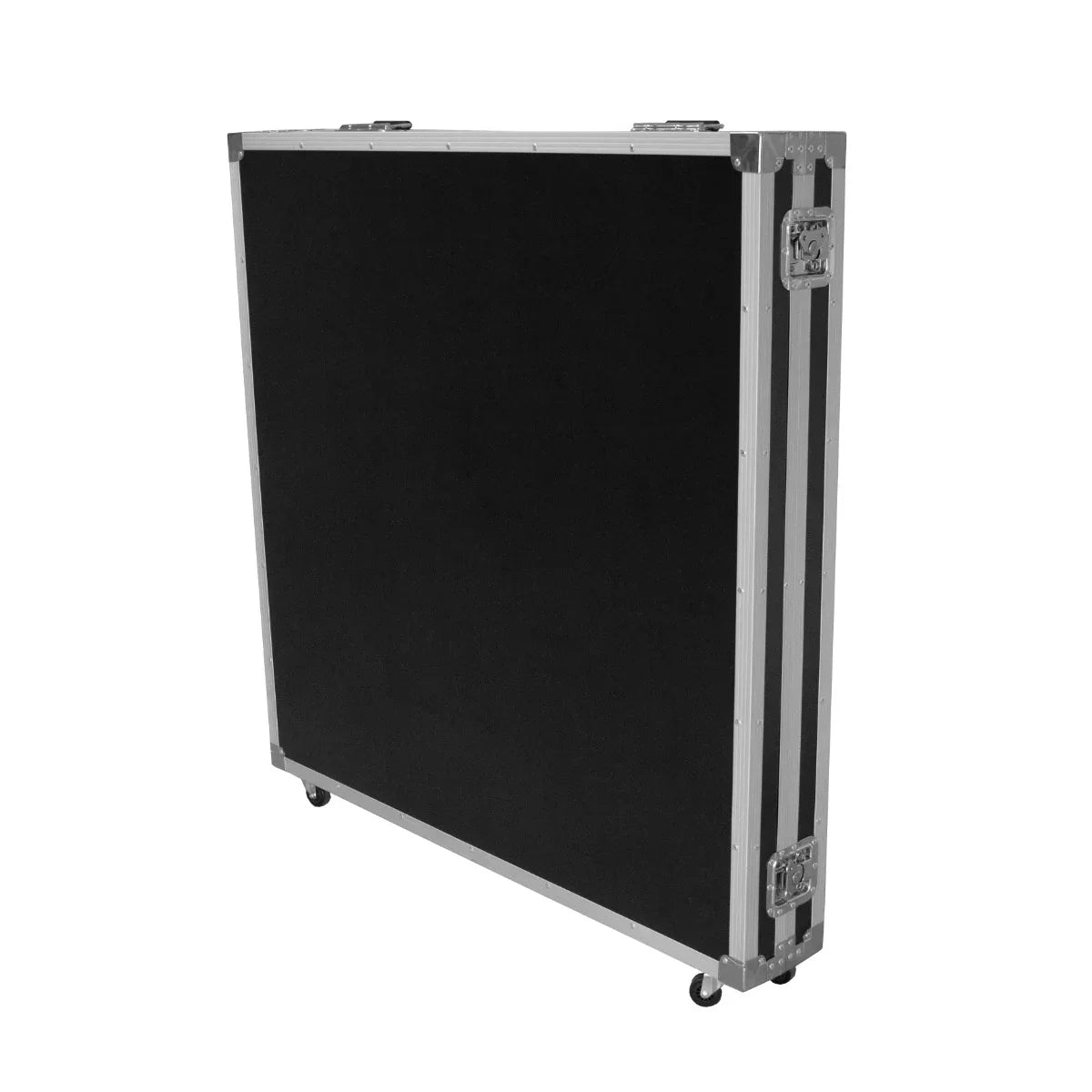 Compact 360 Photo Booth with a sleek black surface, sturdy aluminum frame, and convenient wheels for easy transport and setup