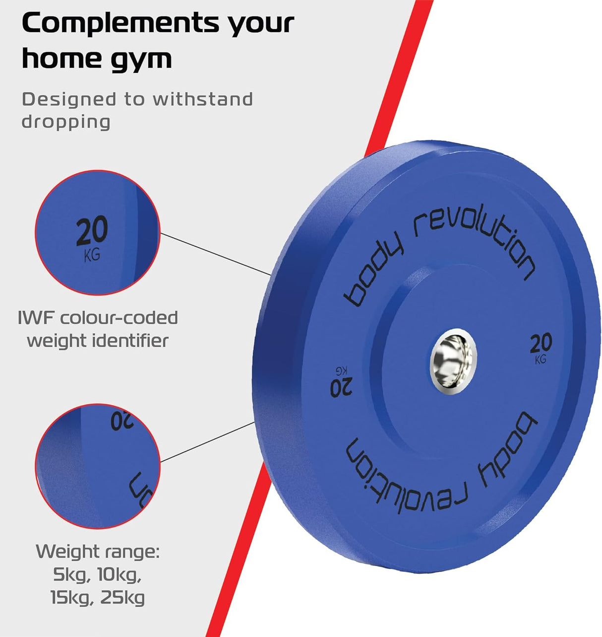 Body Revolution 2 x 20Kg Blue Olympic Bumper Plates