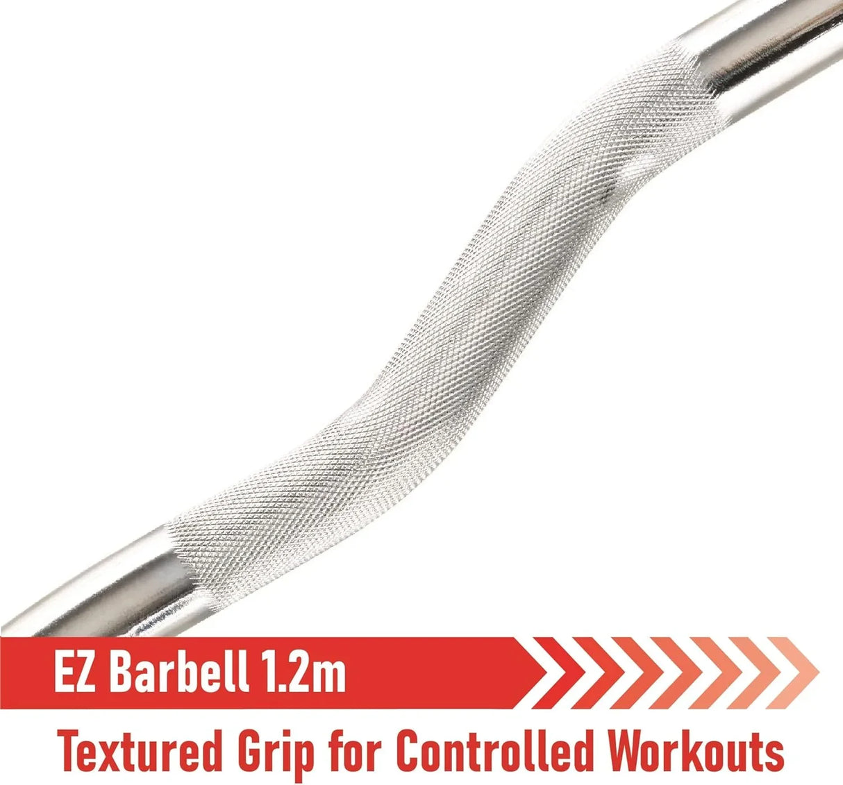 1.2m EZ Barbell with textured grip for enhanced control during workouts, featuring durable metal construction and spring collars