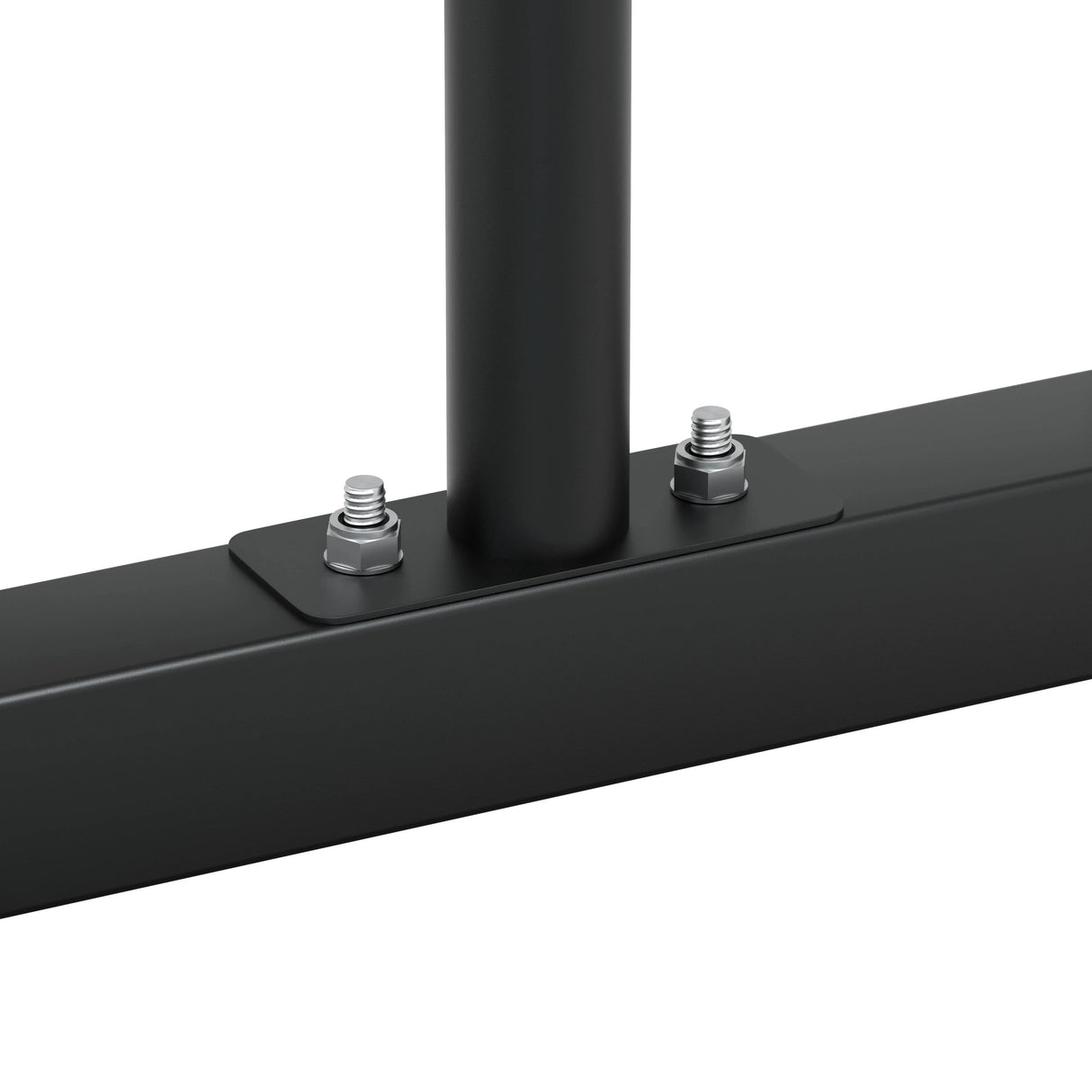 Close-up of large parallettes showing sturdy black metal construction, textured grip surface, and secure bolt fittings for stability