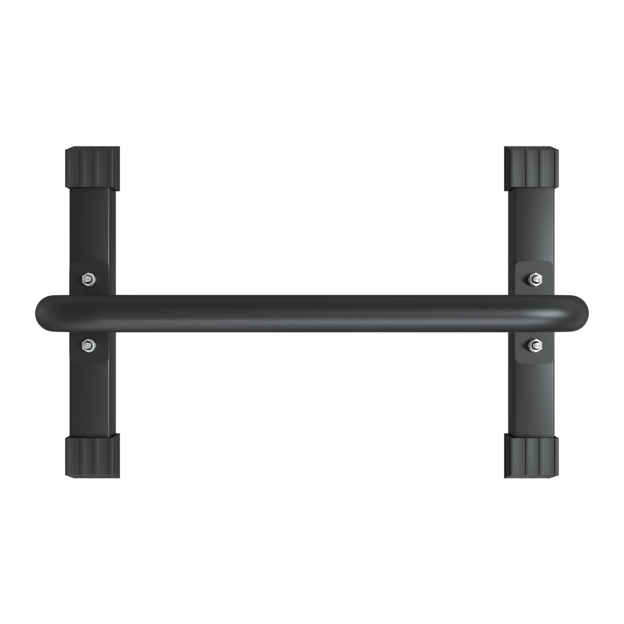 Large parallettes with a sturdy black metal frame, featuring rubber grips for stability and a sleek, minimalist design