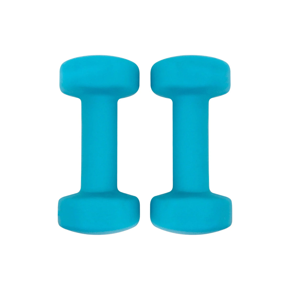 Bright blue neoprene dumbbells with a smooth texture, ideal for home workouts, featuring a compact design for easy handling