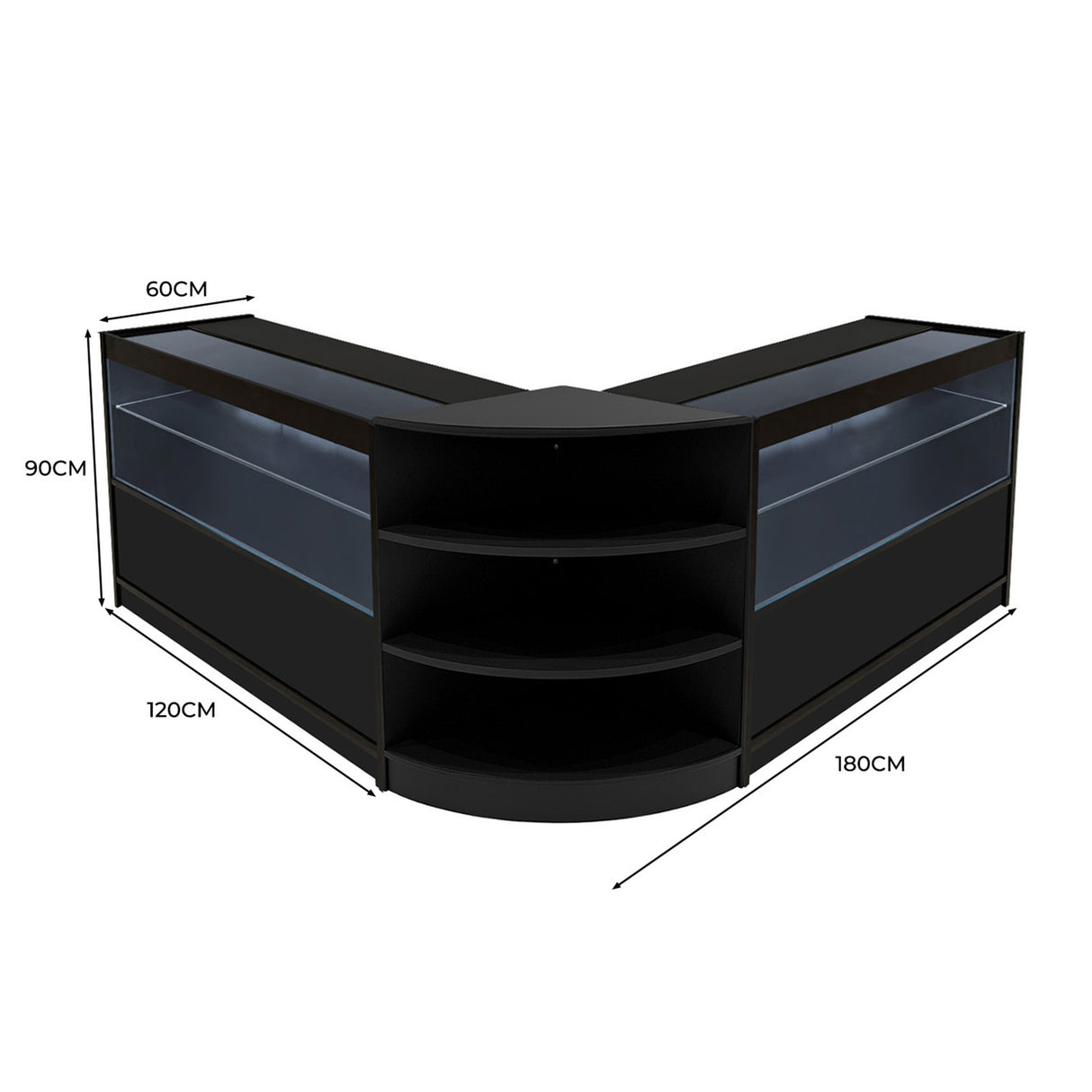 Andromeda LED Shop Counter Set LM60 & 2 x C1200 - Black