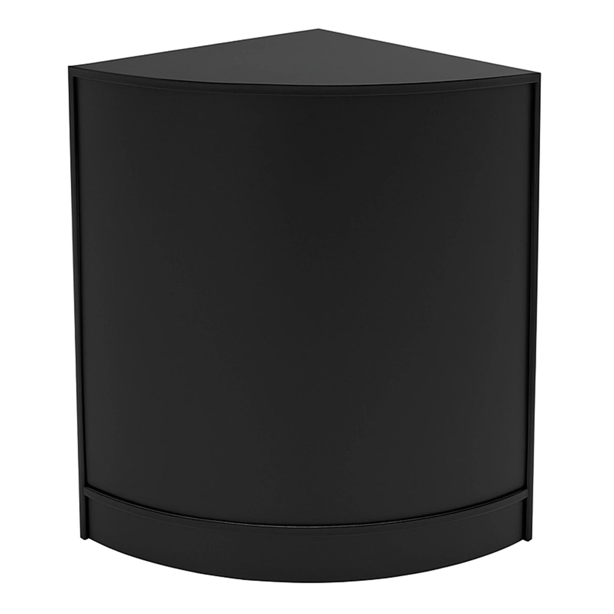 Sleek black corner counter from the Vega LED Shop Counter Set, featuring a smooth finish and modern design for retail displays